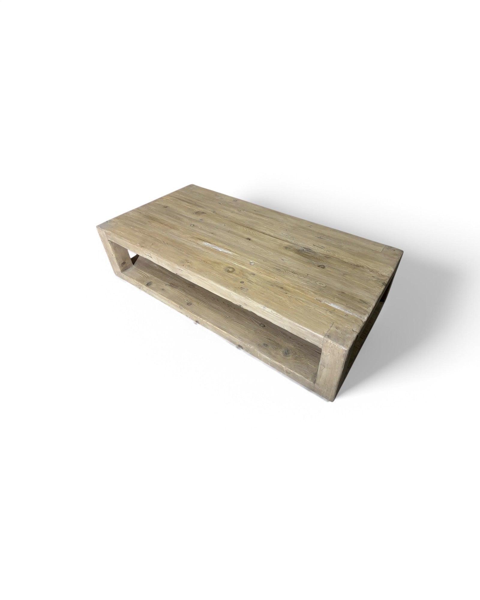 Light Elmwood Double Deck Chinese Farmhouse Coffee Table