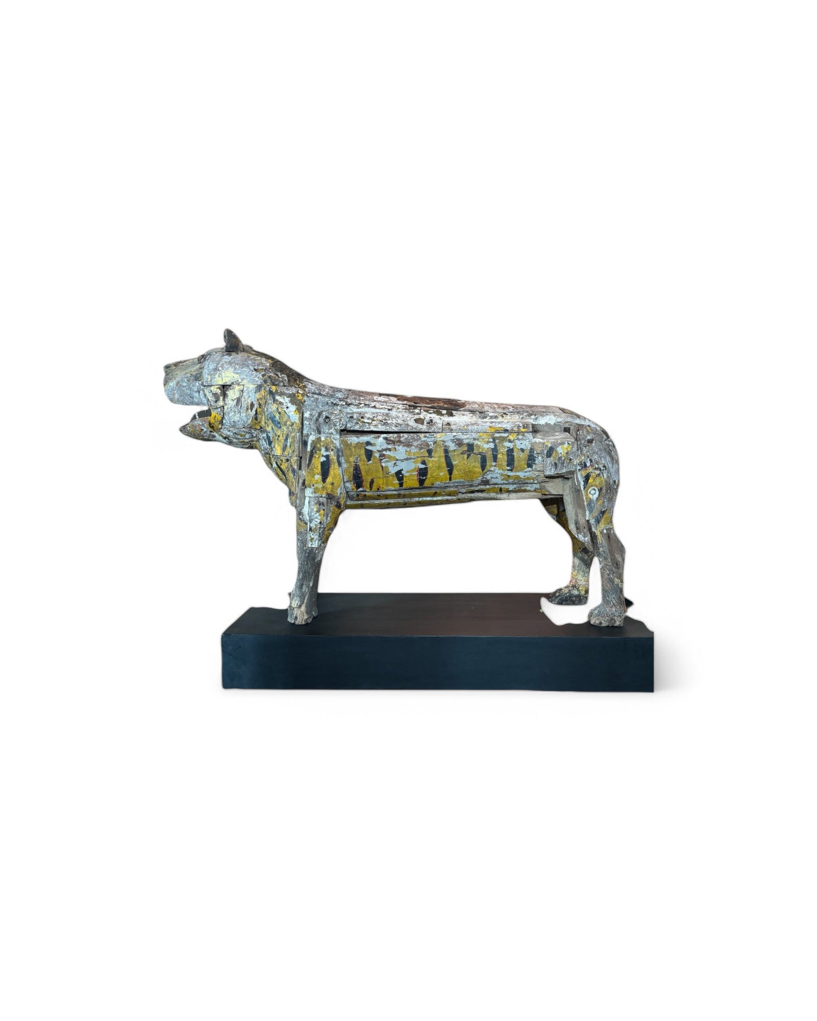 Antique Paneled Trojan Tiger Statue