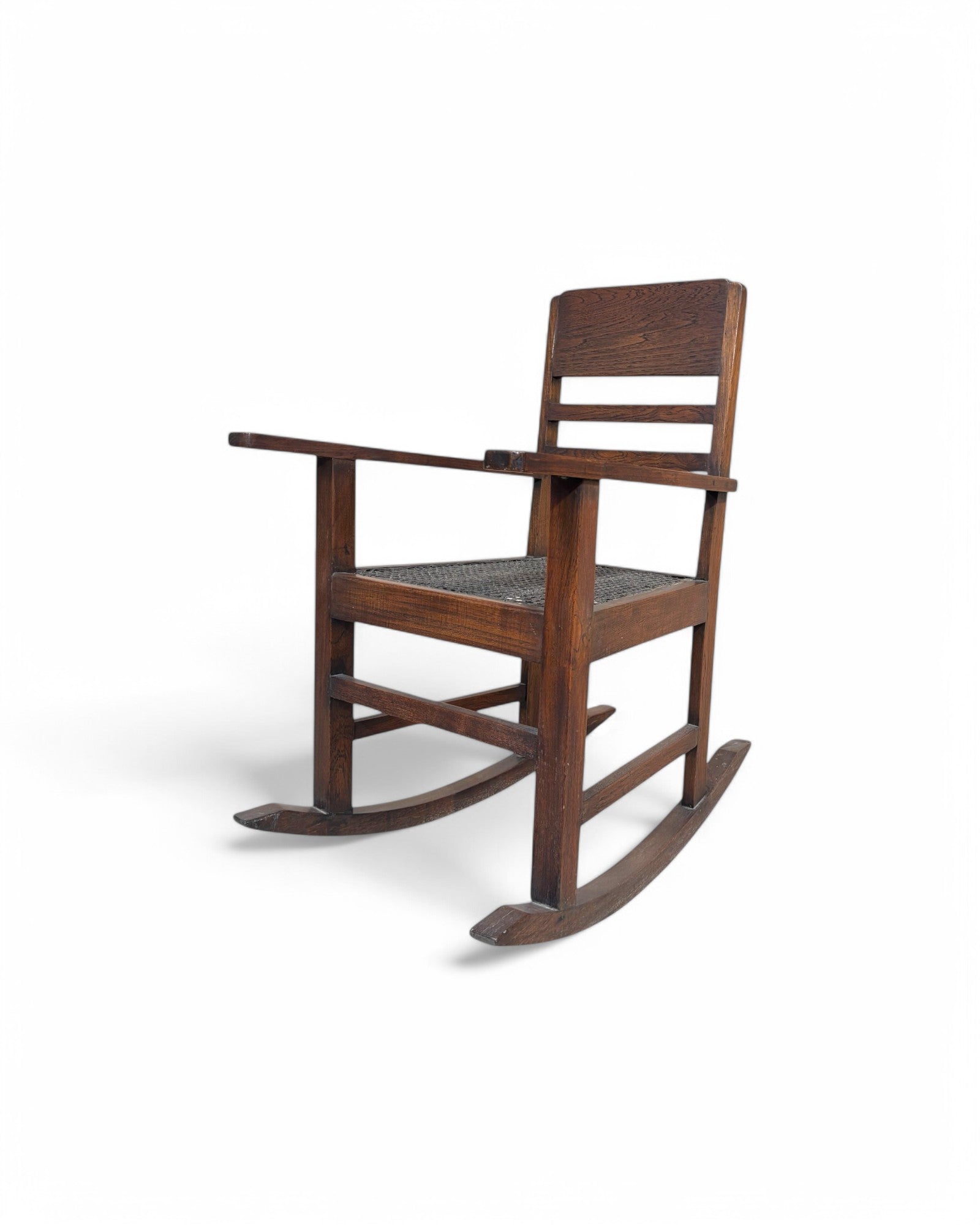 Teak Caned Burmese Rocking Chair