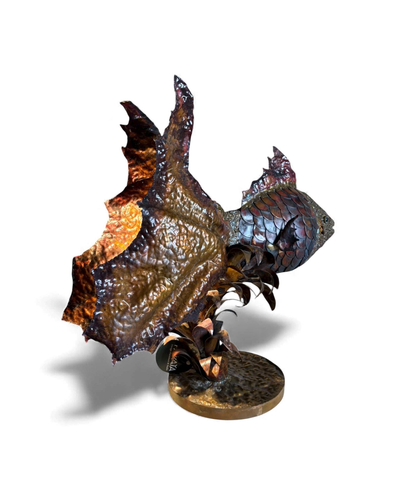 Irredescent Handcrafted Metal Fish Lamp Surround Living - 20