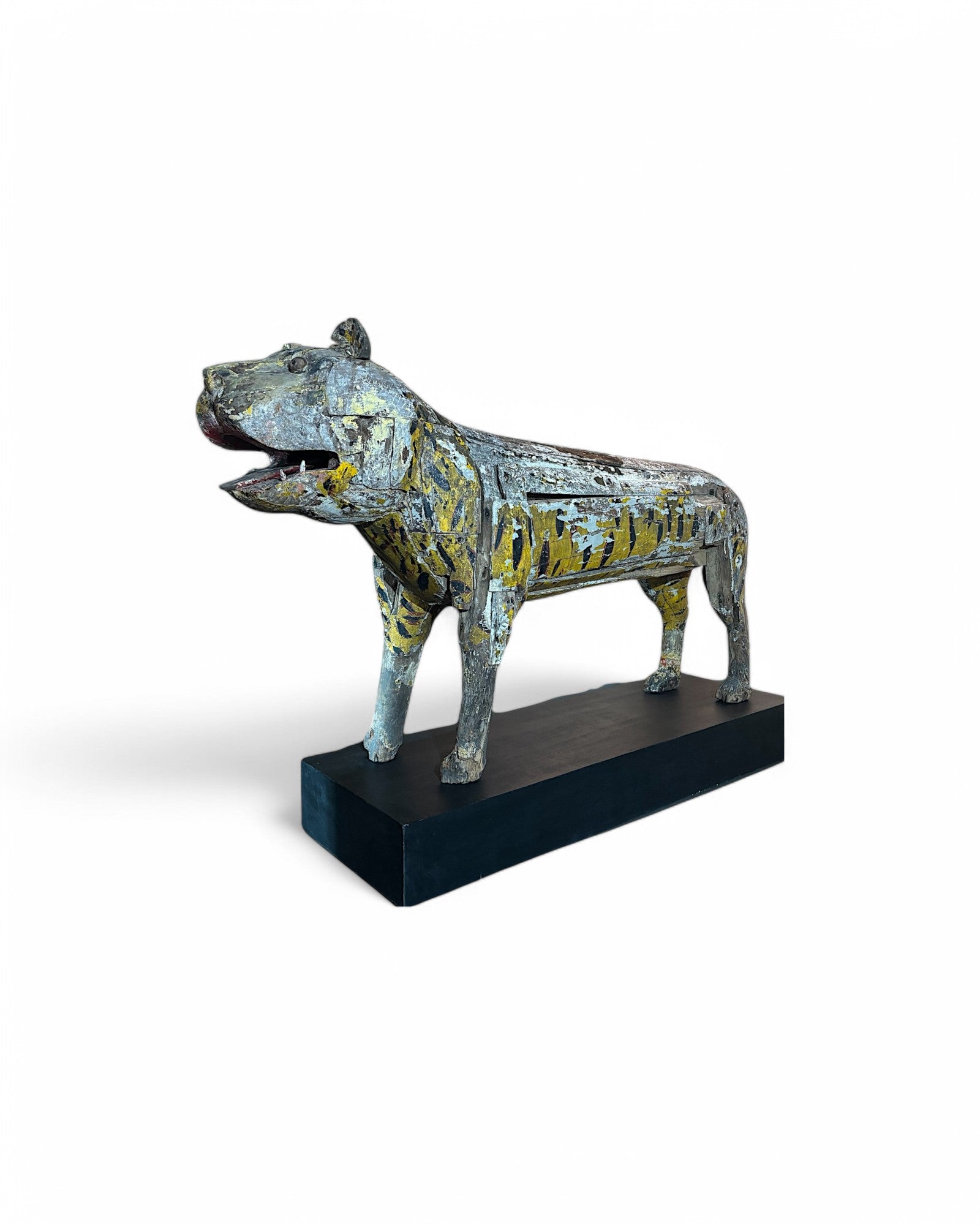 Antique Paneled Trojan Tiger Statue