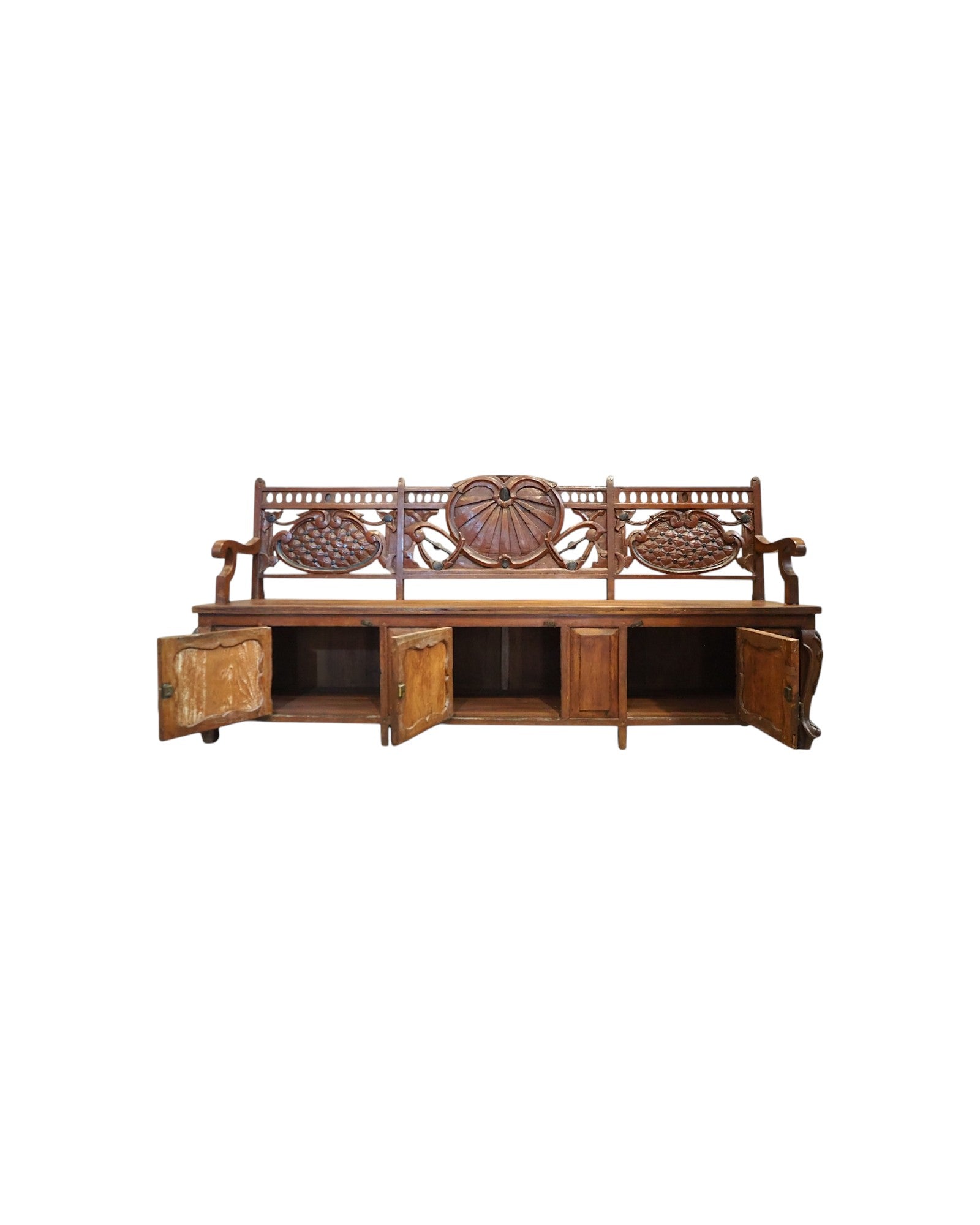 1920s Royal Colonial Carved Storage Bench
