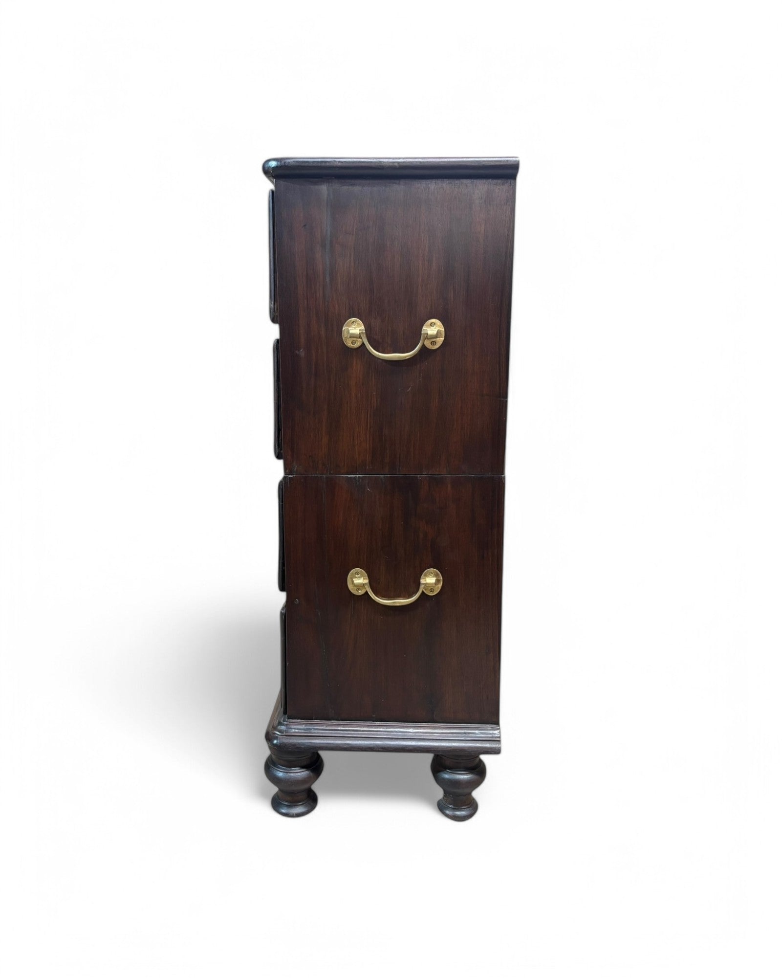 British Colonial Teak Shining Pattern Chest of Drawers