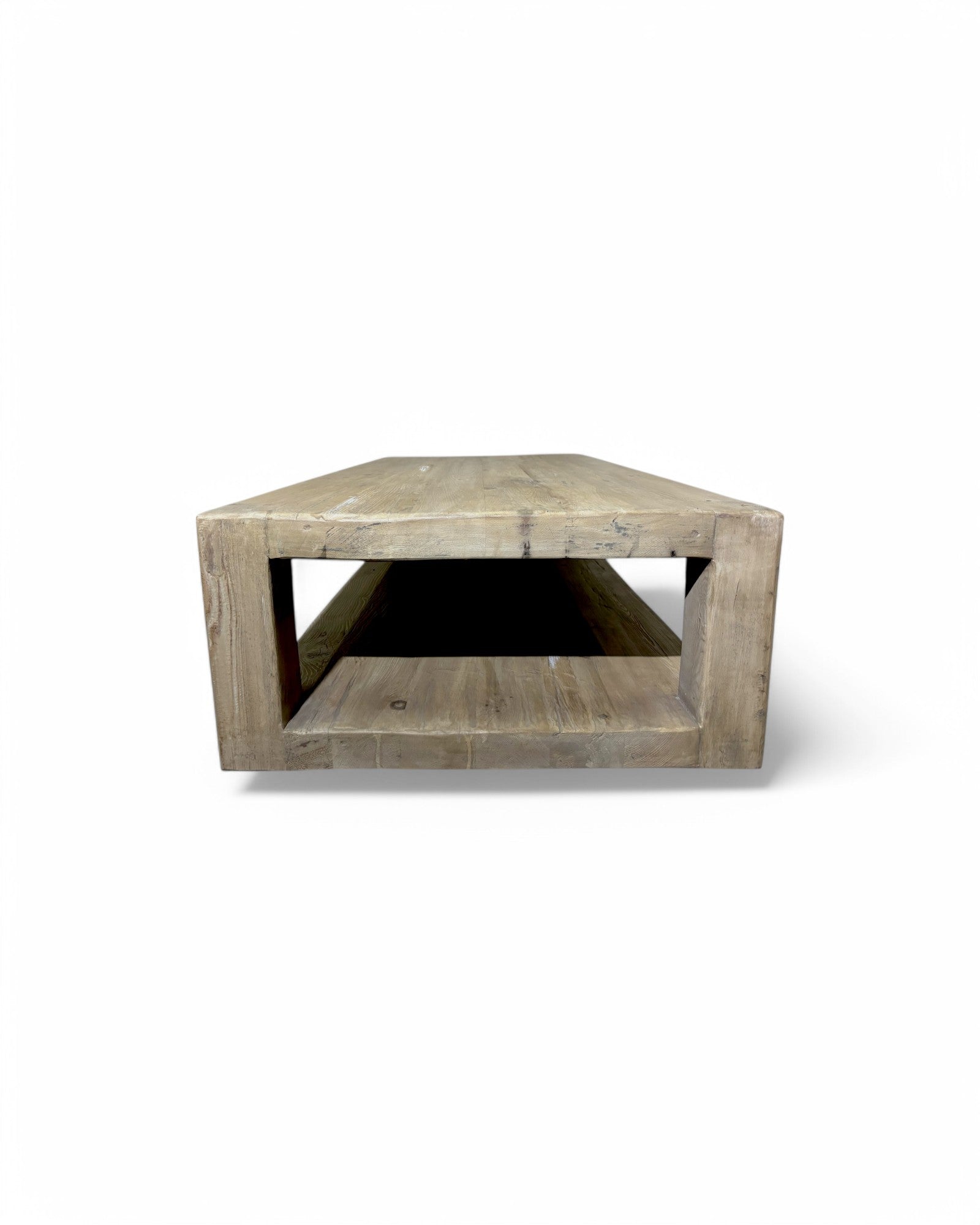 Light Elmwood Double Deck Chinese Farmhouse Coffee Table