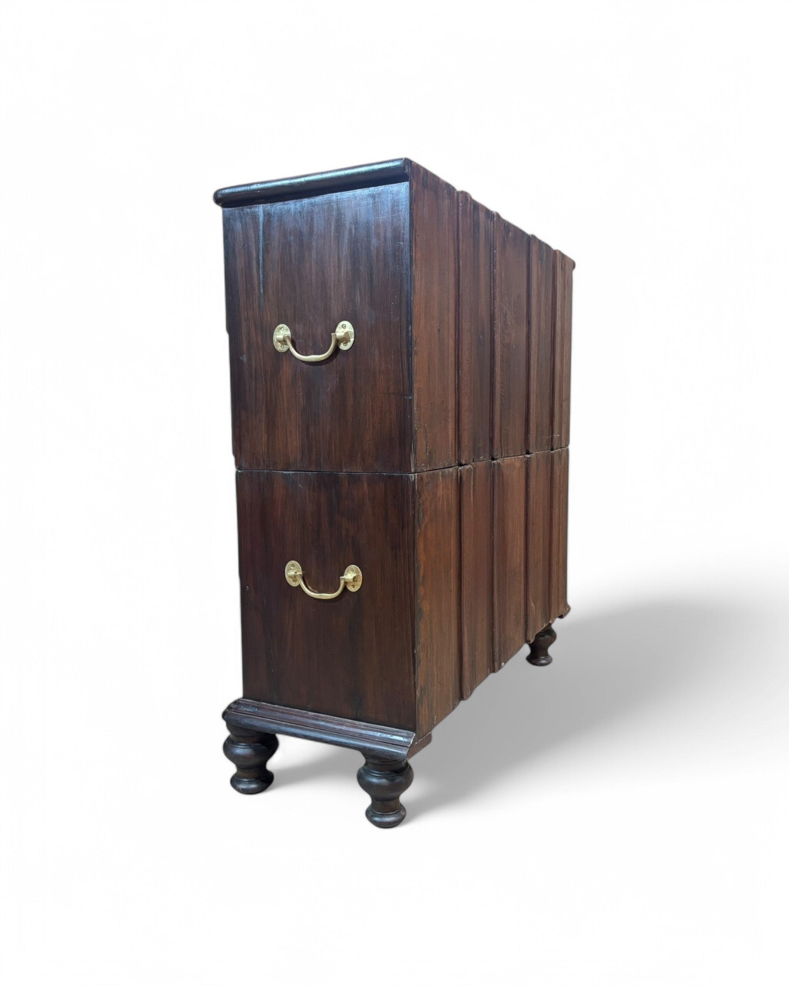 British Colonial Teak Shining Pattern Chest of Drawers