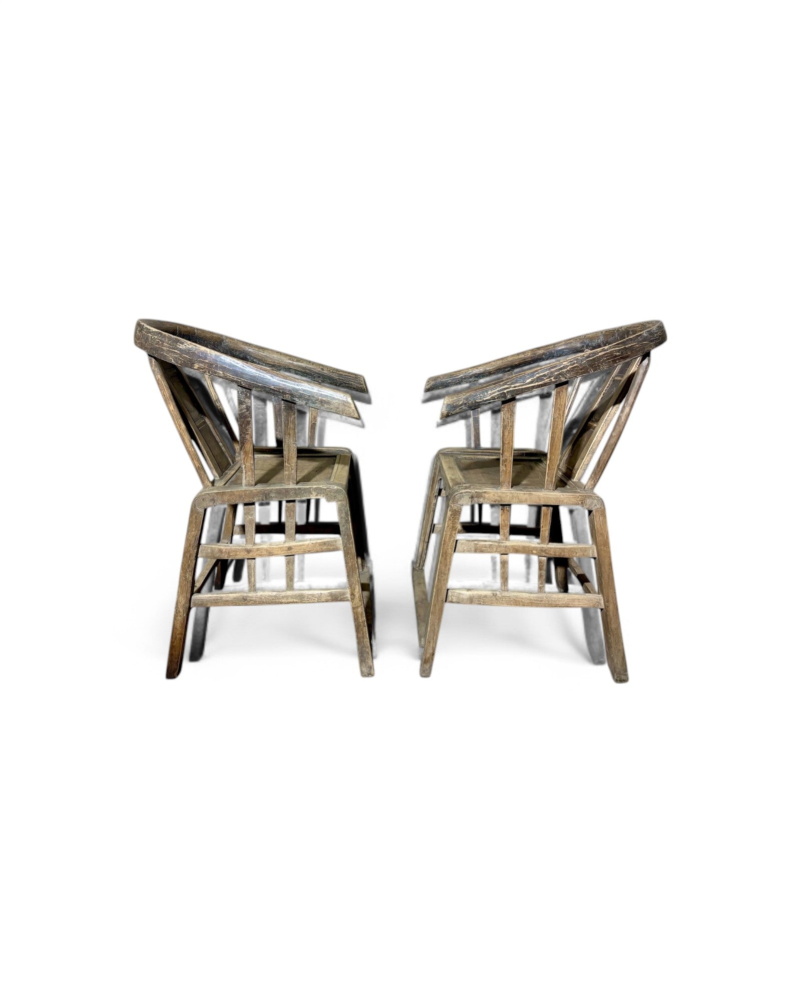 Light Elmwood Chinese Armchairs - Set of 2