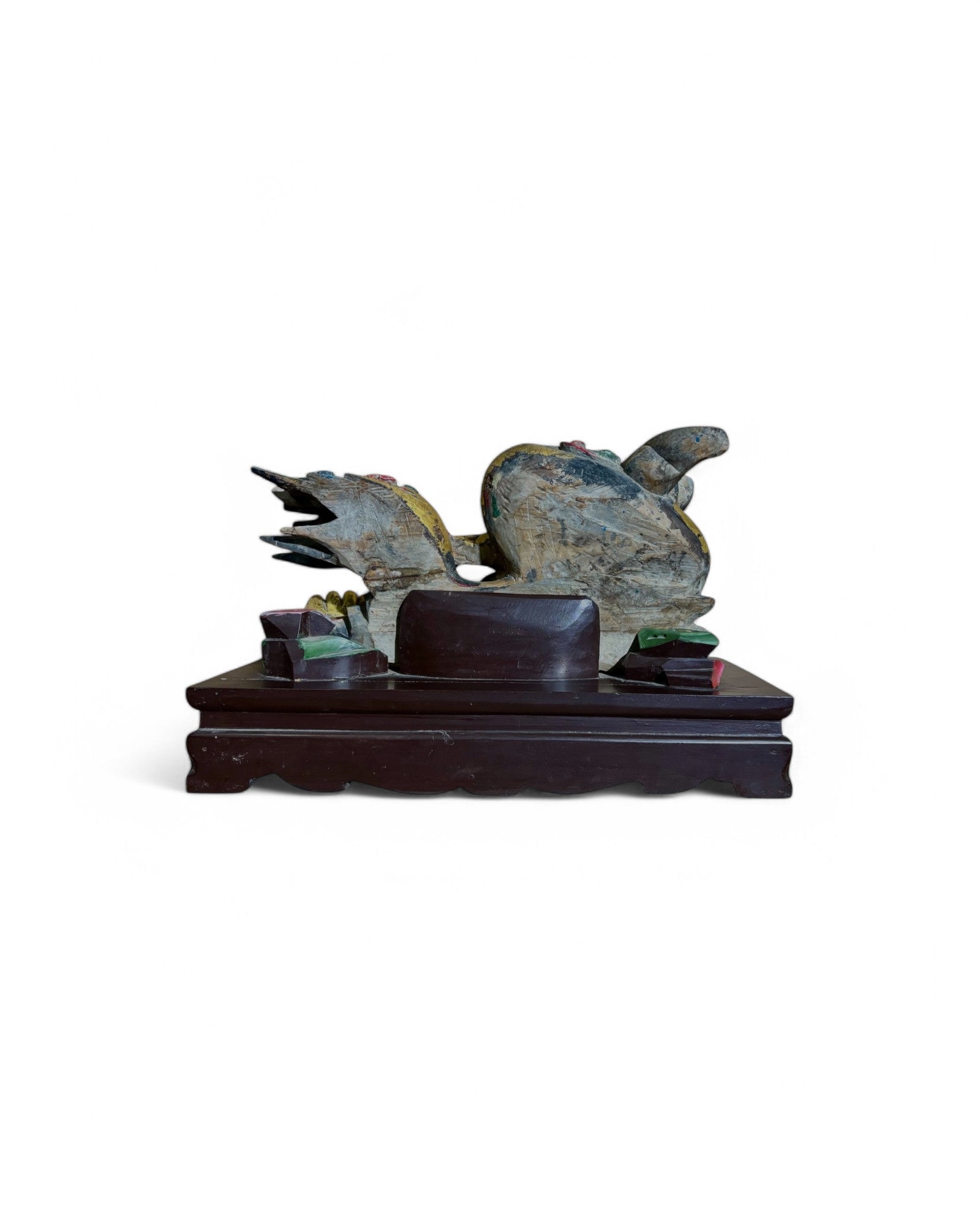 Chinese Dragon in Floral Bloom Carved Sculpture