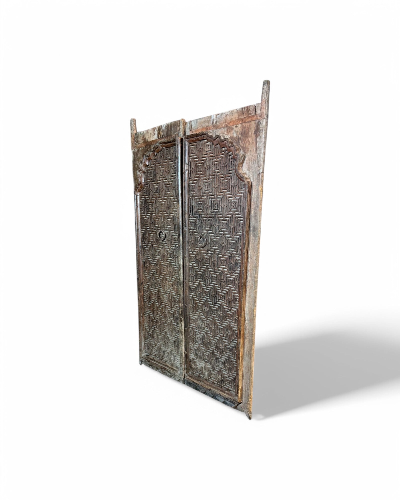 Rajasthani Teak & Steel Embellished Antique Temple Door