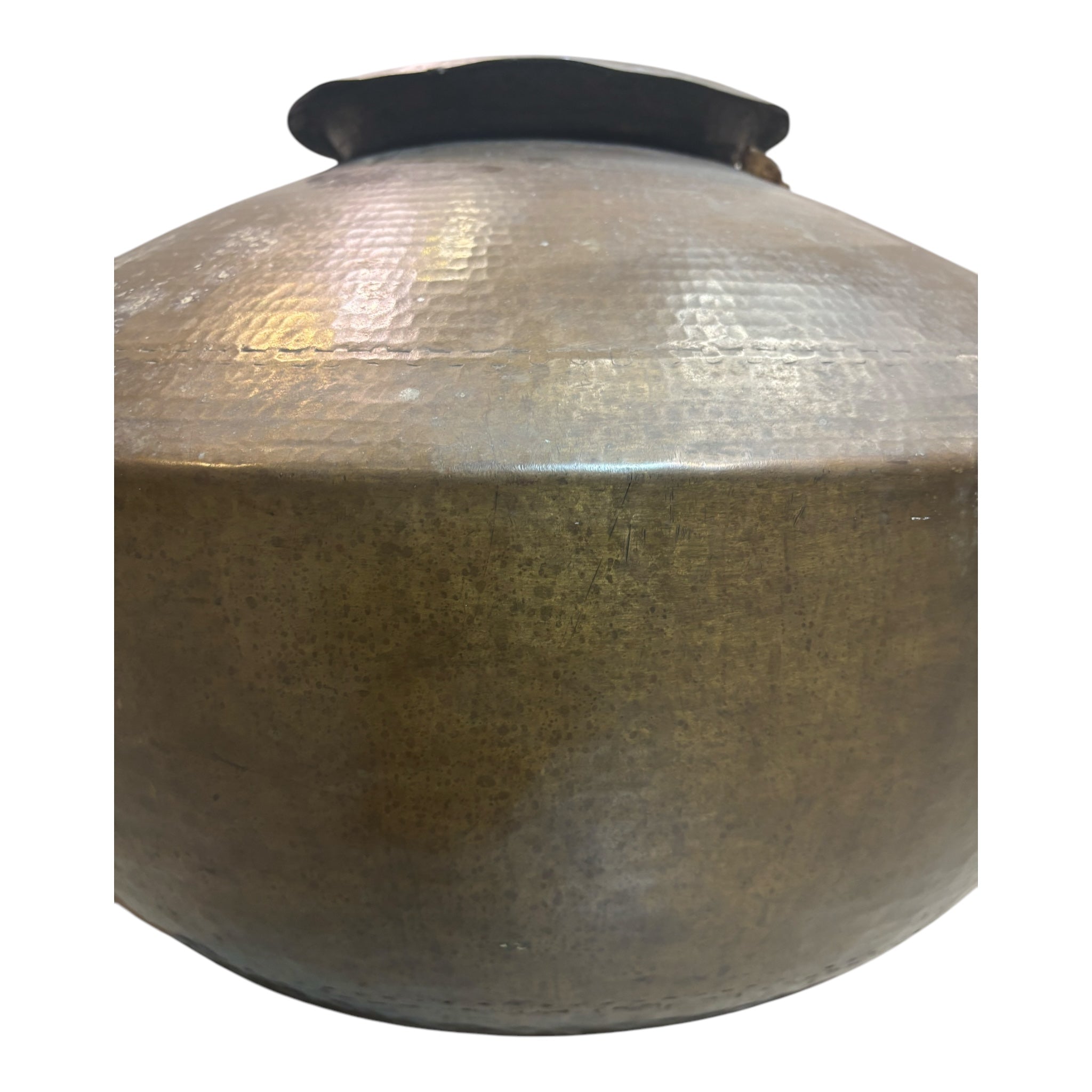 Large Gujarat Brass Hammered Ornate Pot