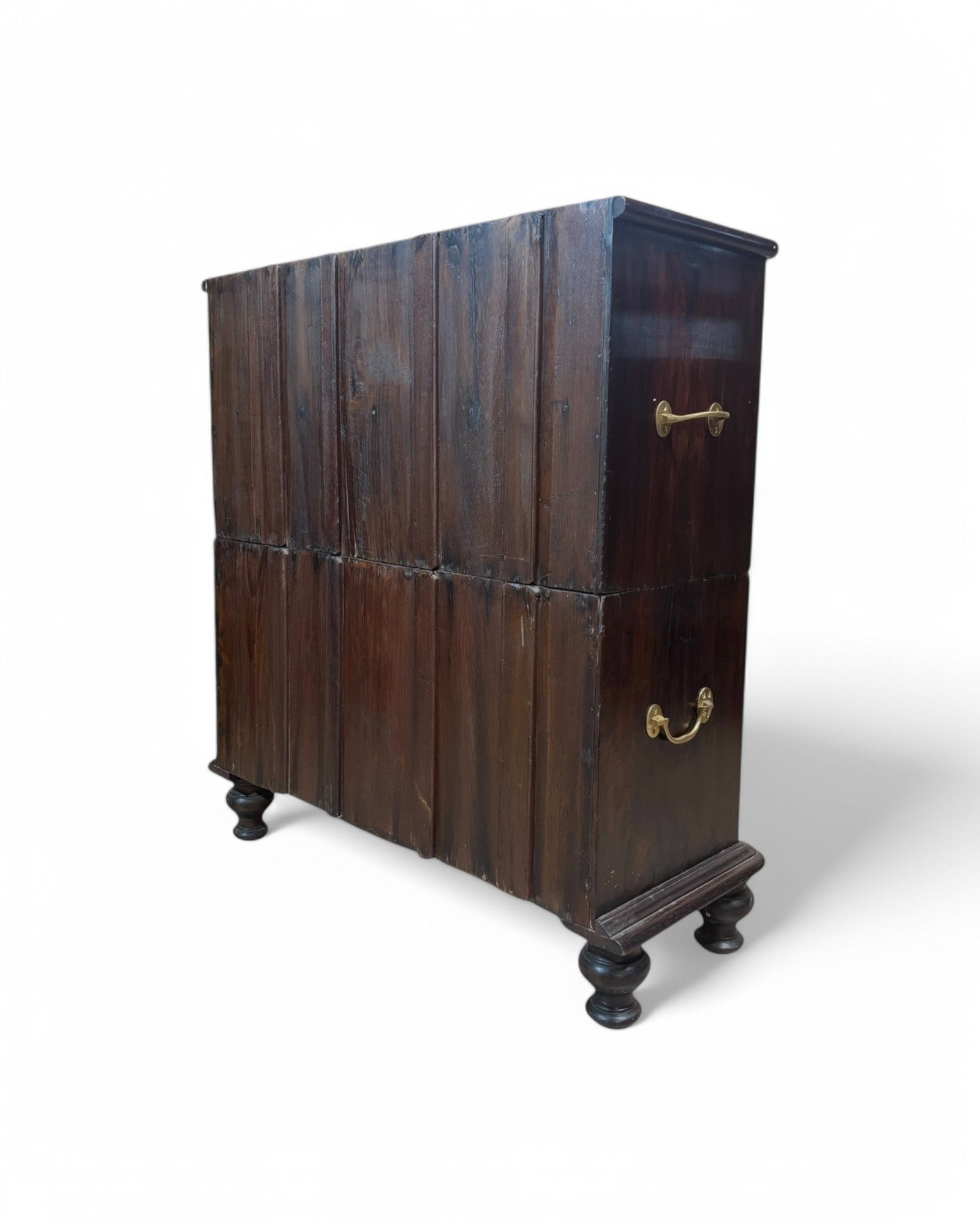 British Colonial Teak Shining Pattern Chest of Drawers