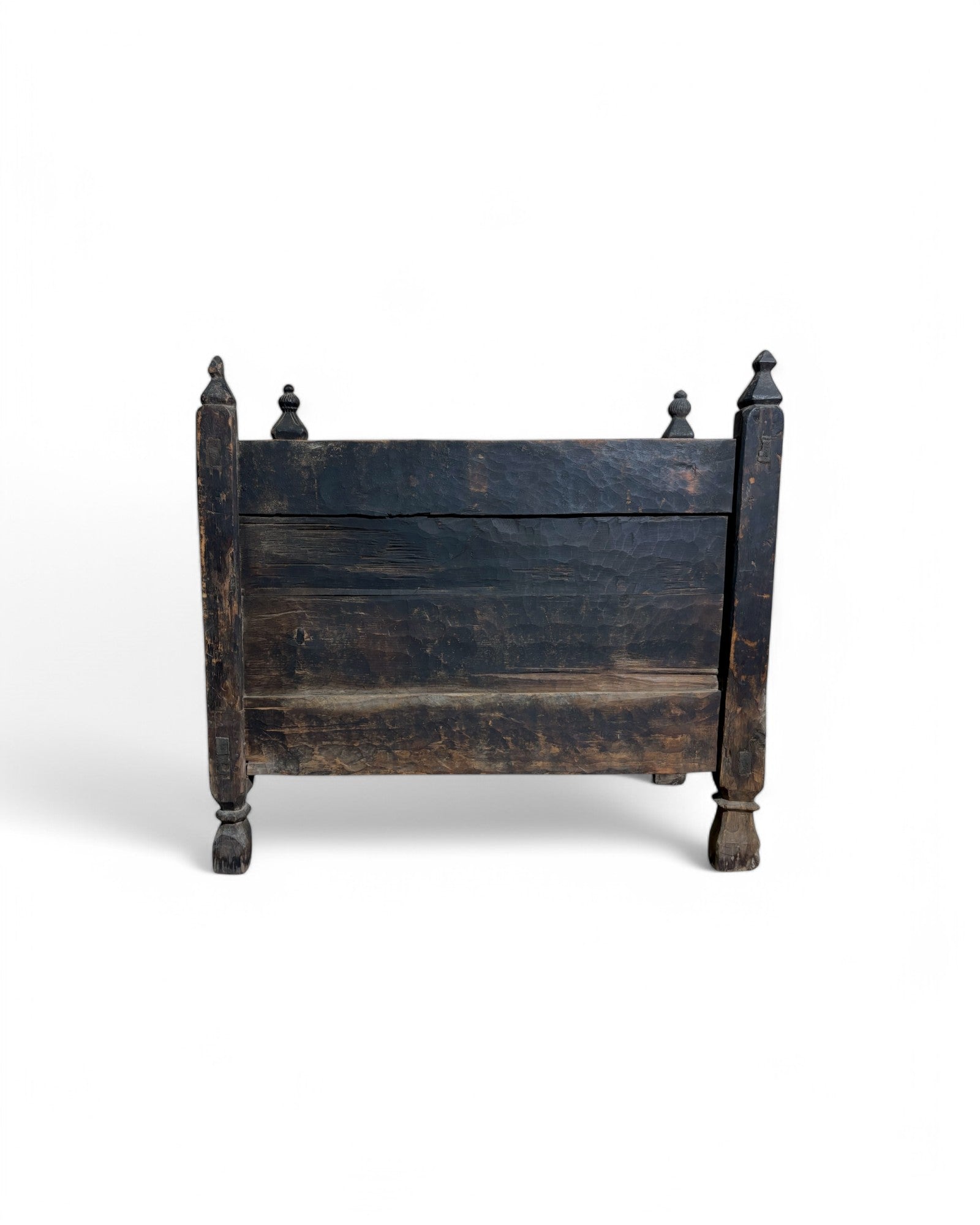 Royal Indian Engraved Black Antique Sliding Door Buffet
