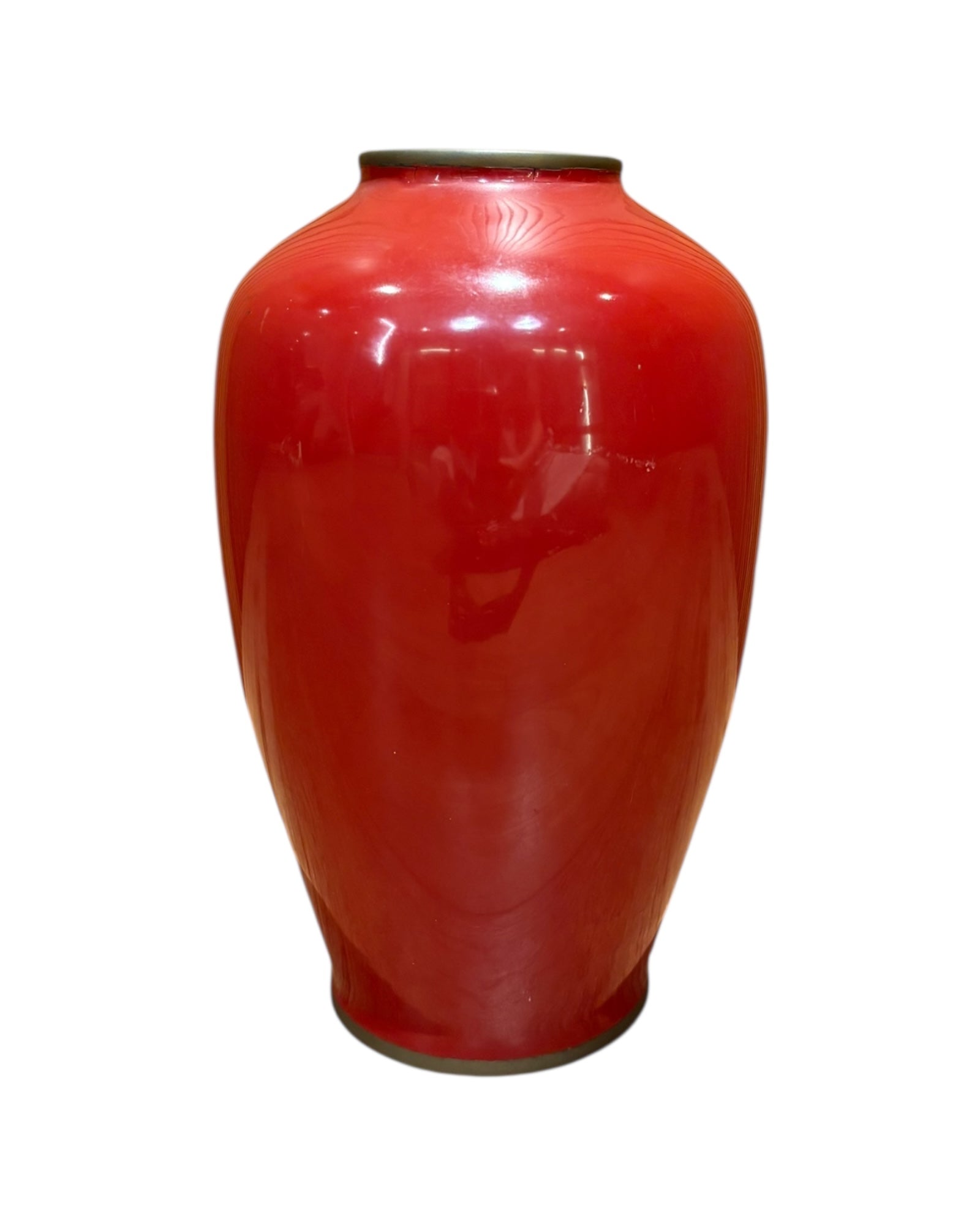 Red Lacquer Vase with Mother-of-Pearl Inlay