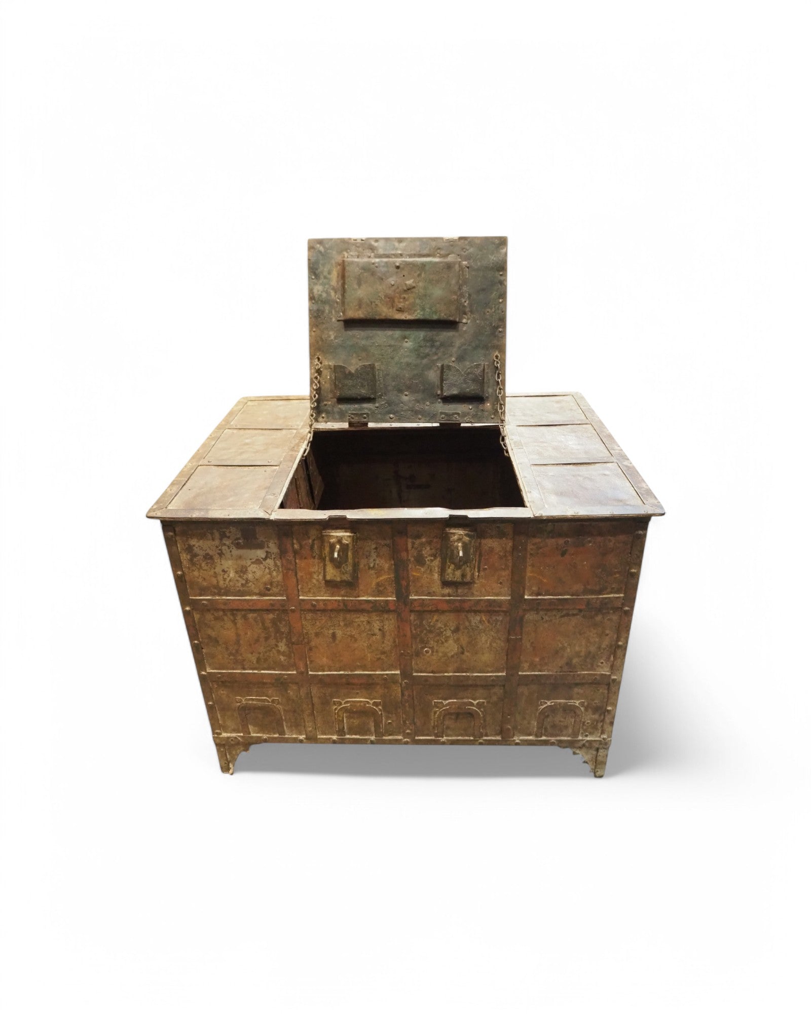 Gujarat Iron Plated Pitara Storage Chest 1980s