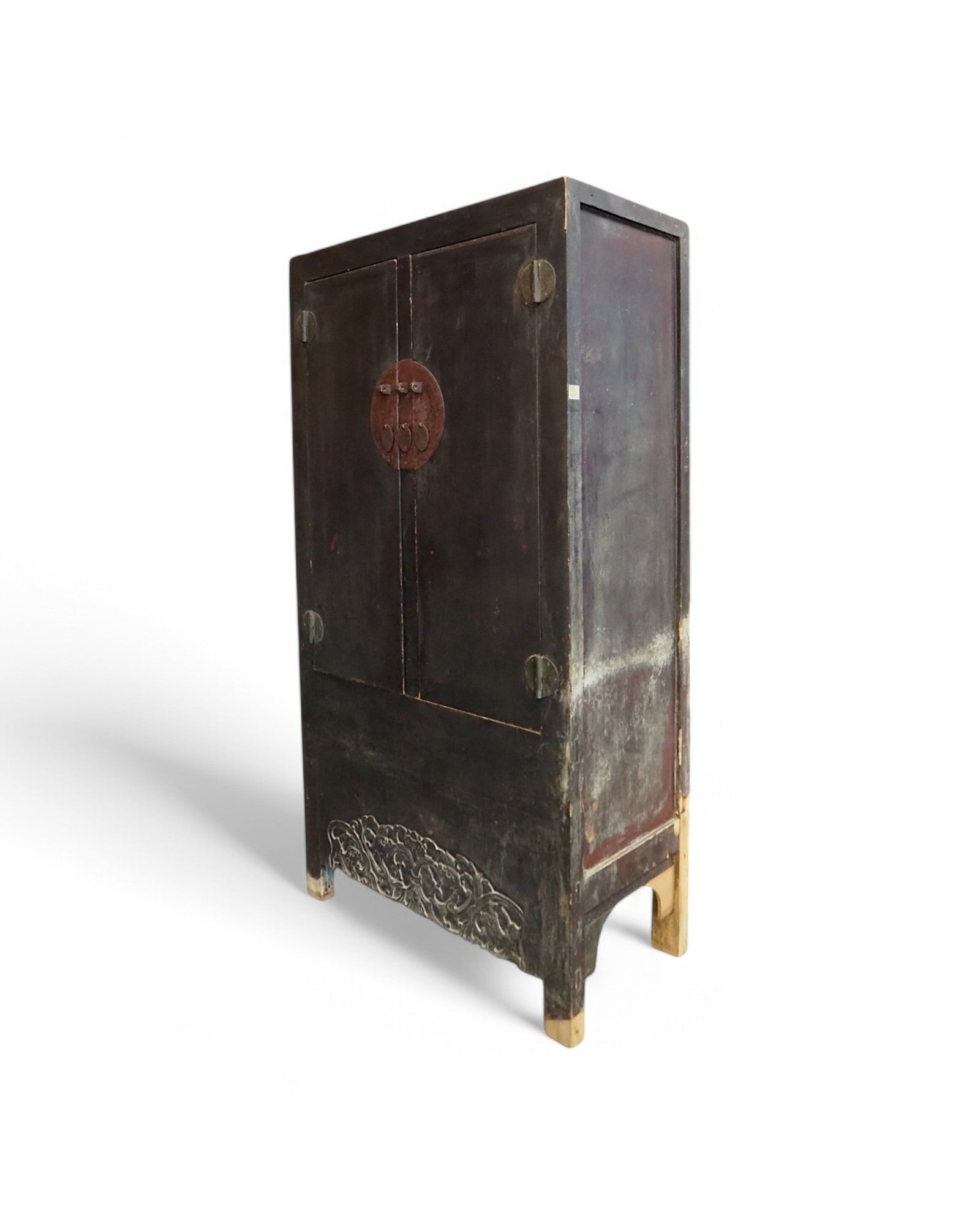 Mid-Qing Dynasty Antique Black Elm Chinese Clothing Cabinet