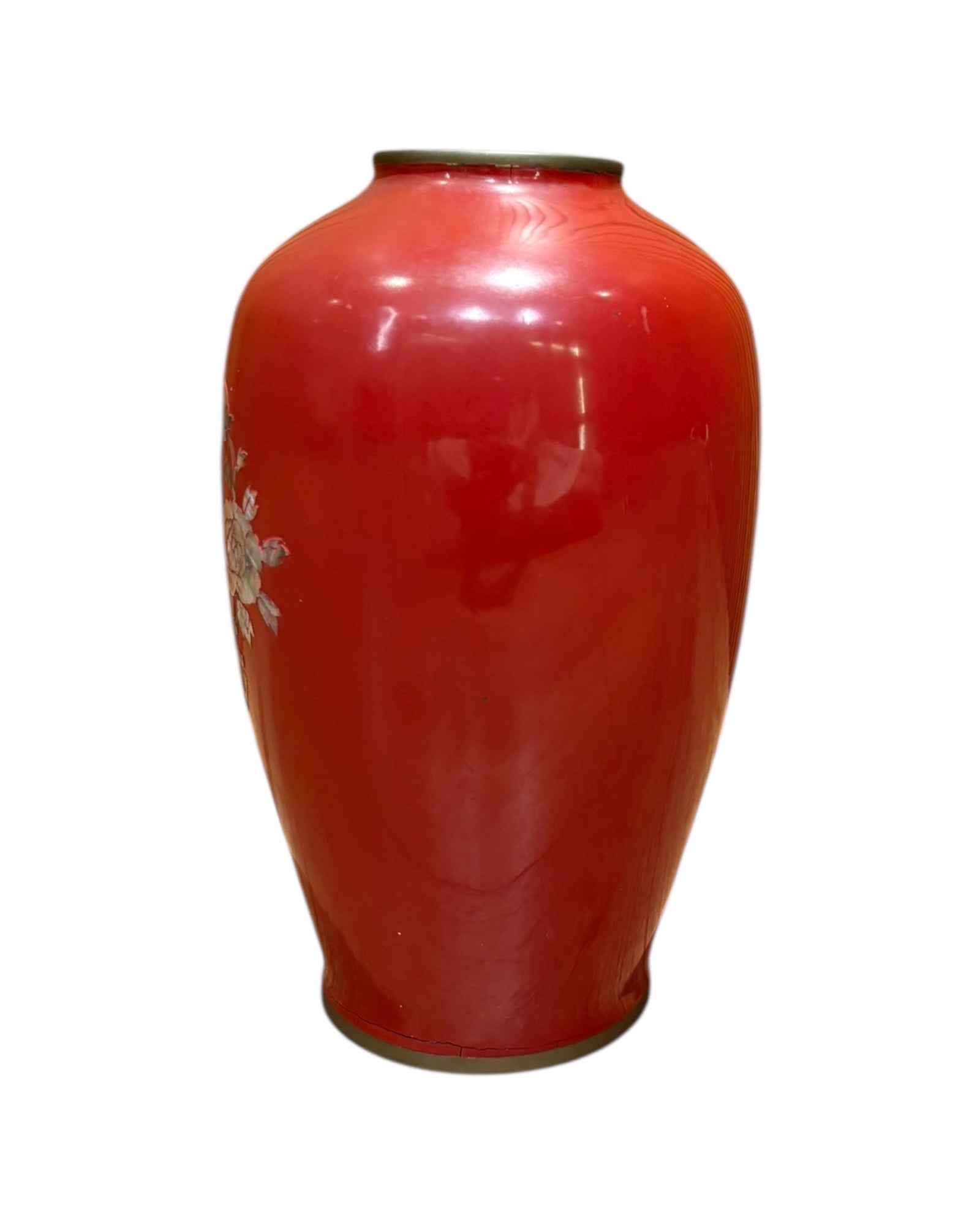Red Lacquer Vase with Mother-of-Pearl Inlay