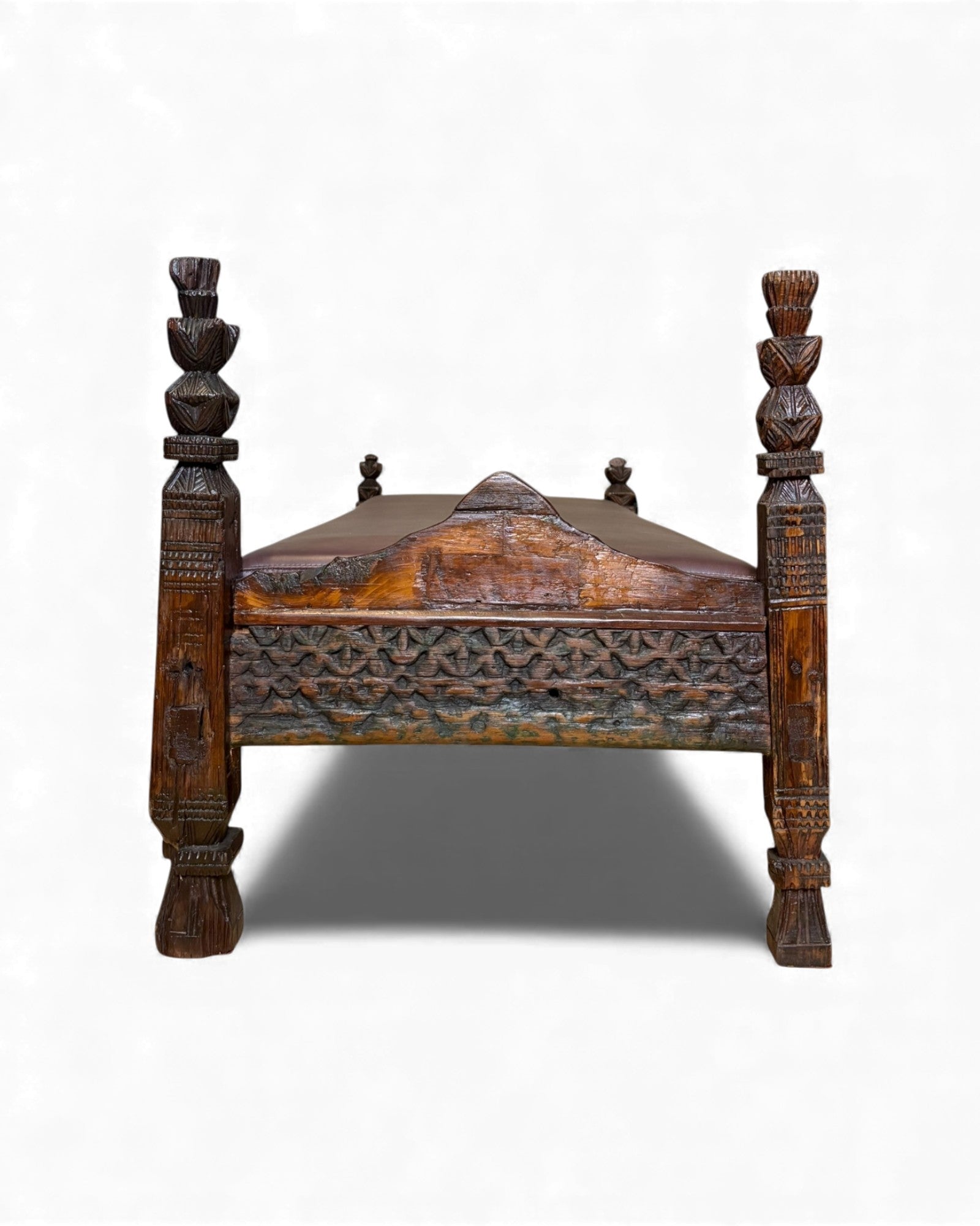 Antique Hand-Carved Wooden Daybed Surround Living - 17