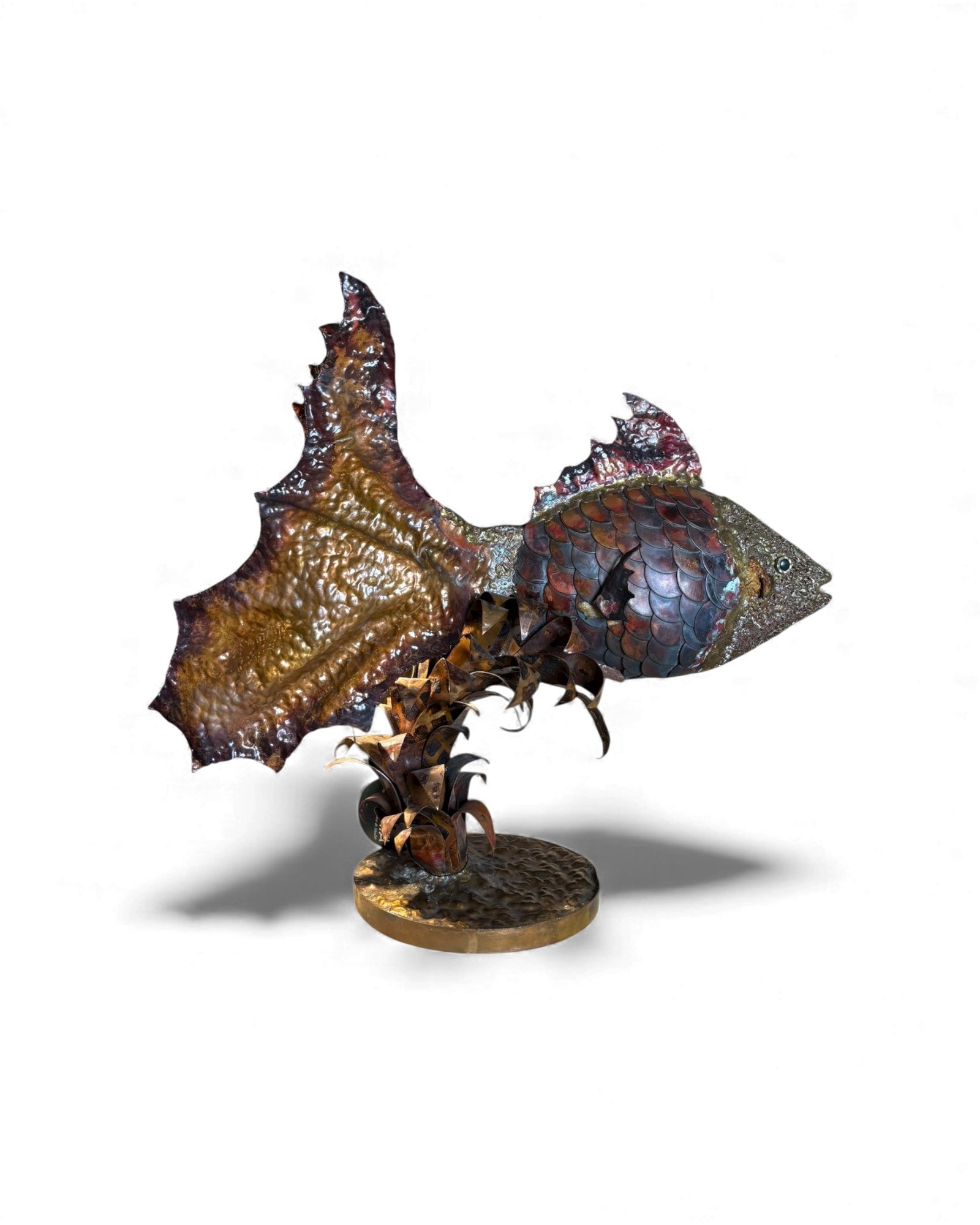 Irredescent Handcrafted Metal Fish Lamp Surround Living - 10