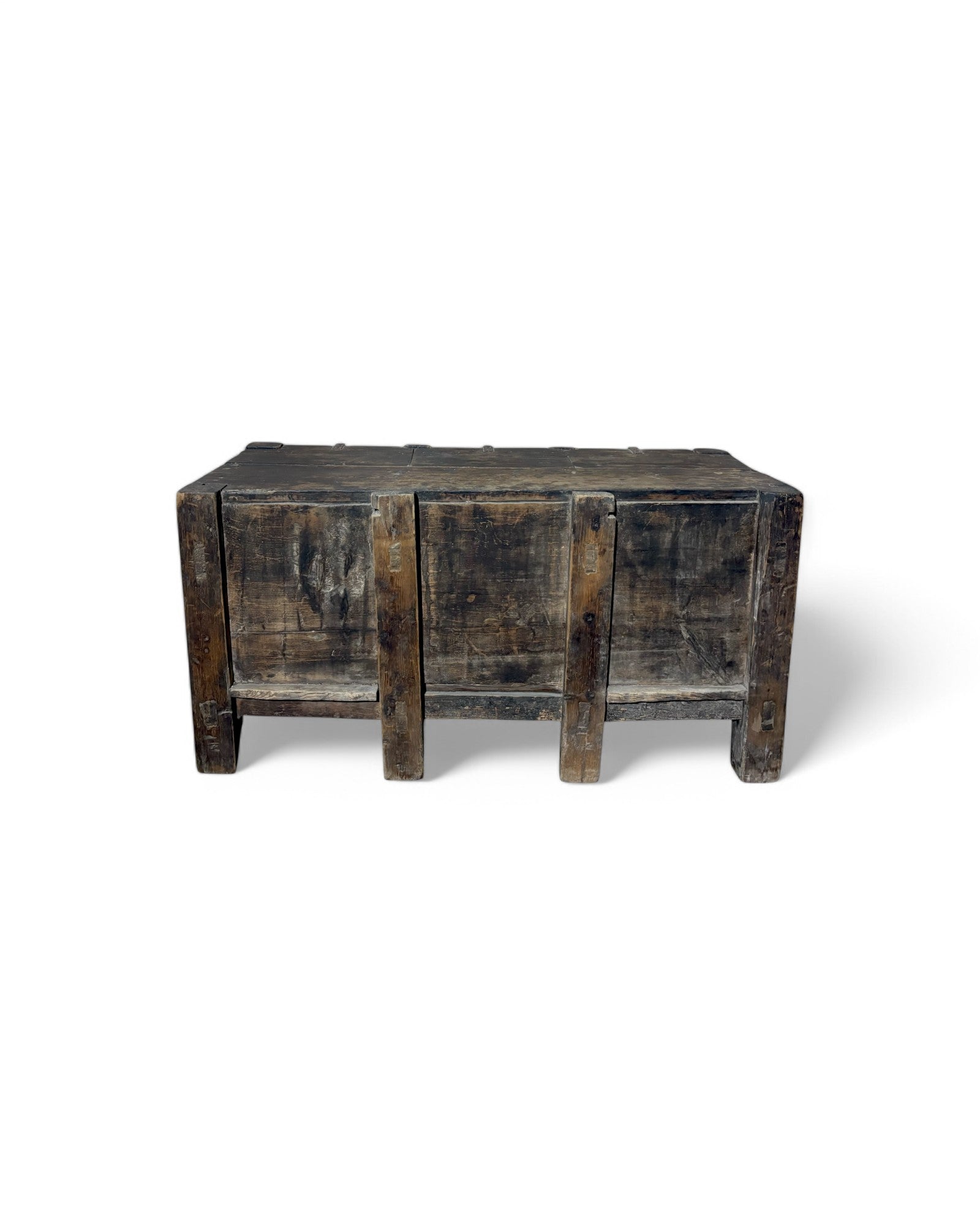 Antique Chinese Scenic Hand Painted Tri-Compartment Chest