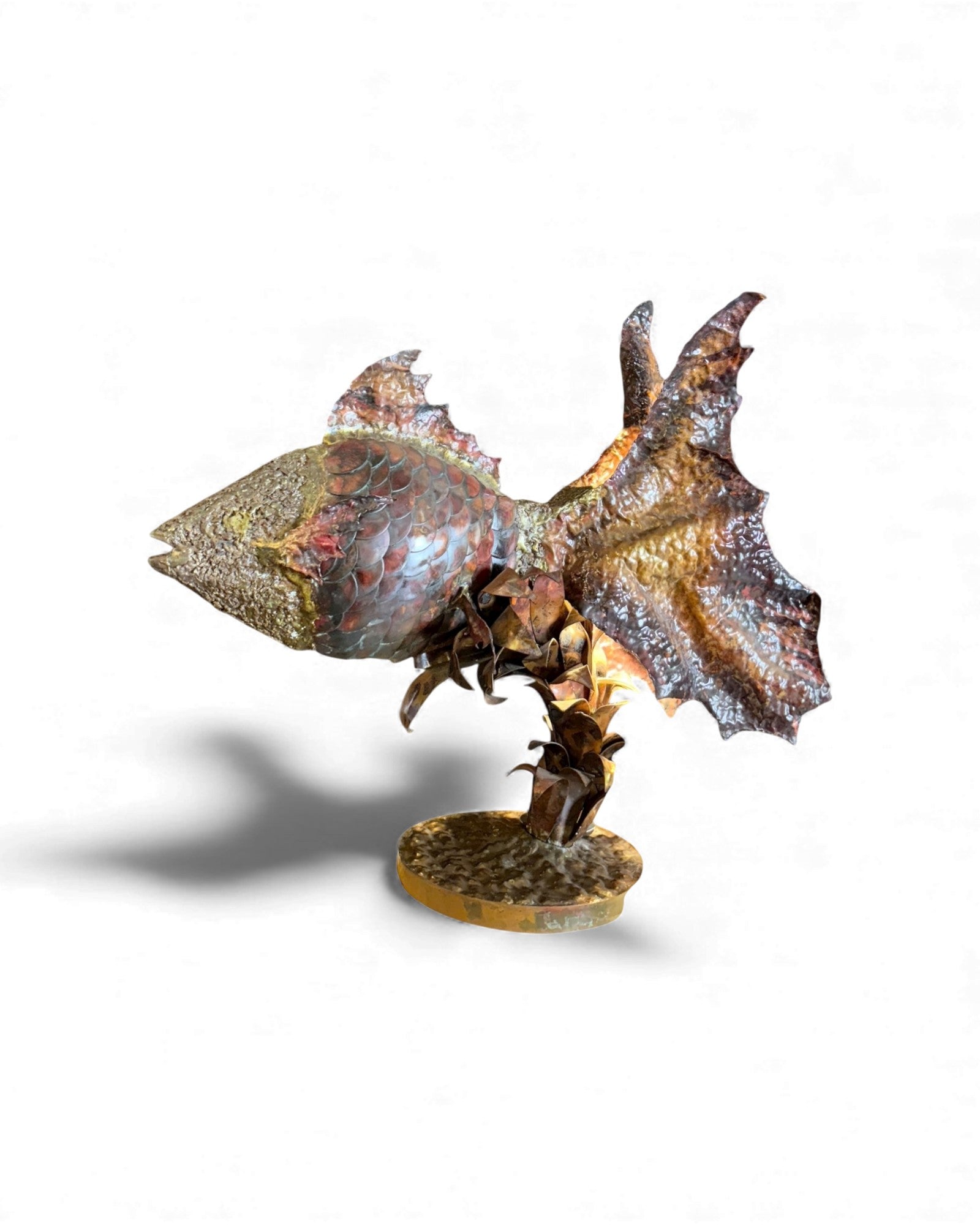 Irredescent Handcrafted Metal Fish Lamp Surround Living - 5