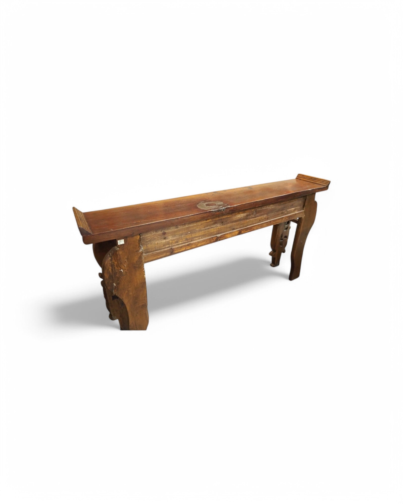 Mid-Qing Dynasty Fujian Long Lion Wing Carved Teak Console Table