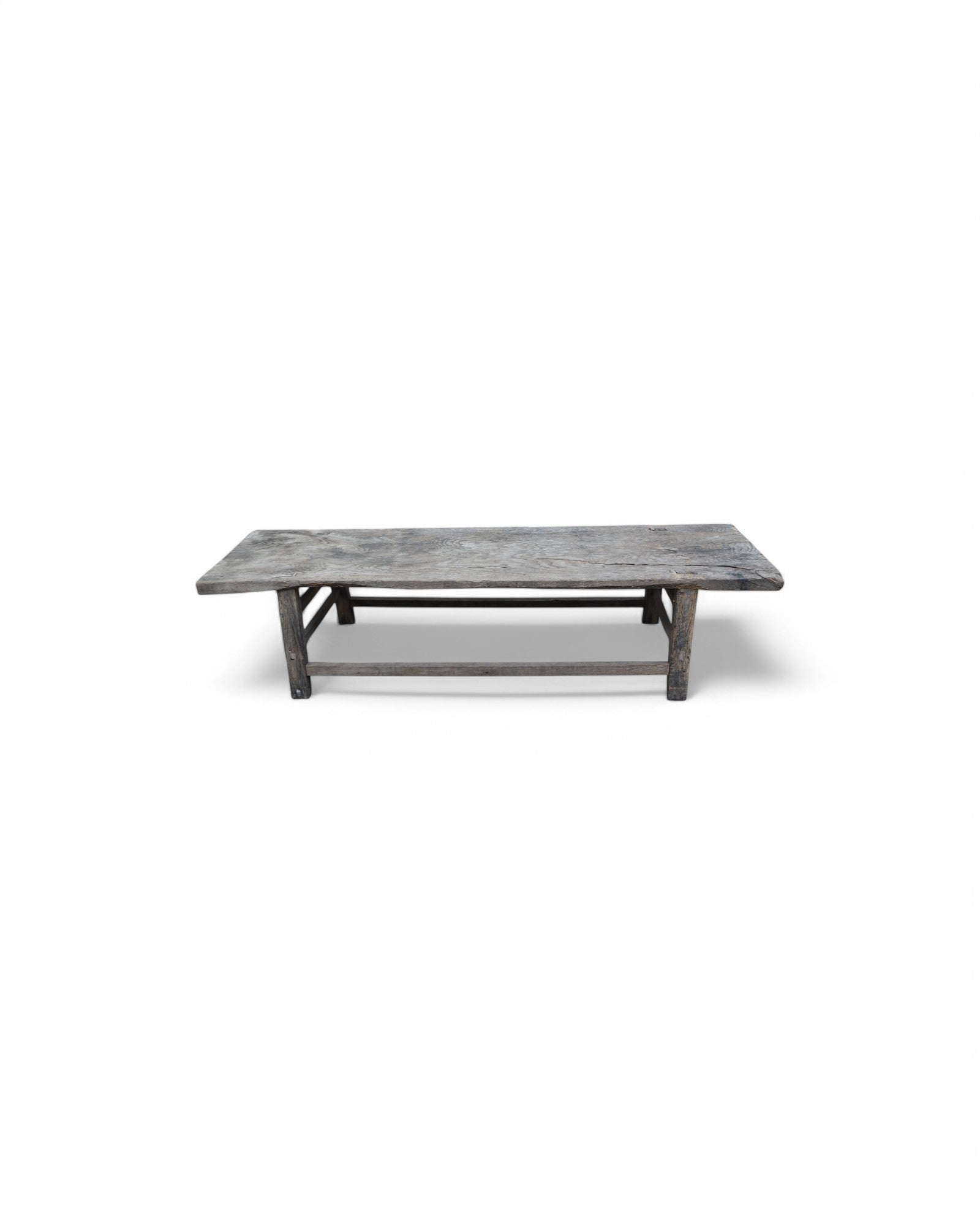 Distressed Long Wooden Plank Bench 1920s