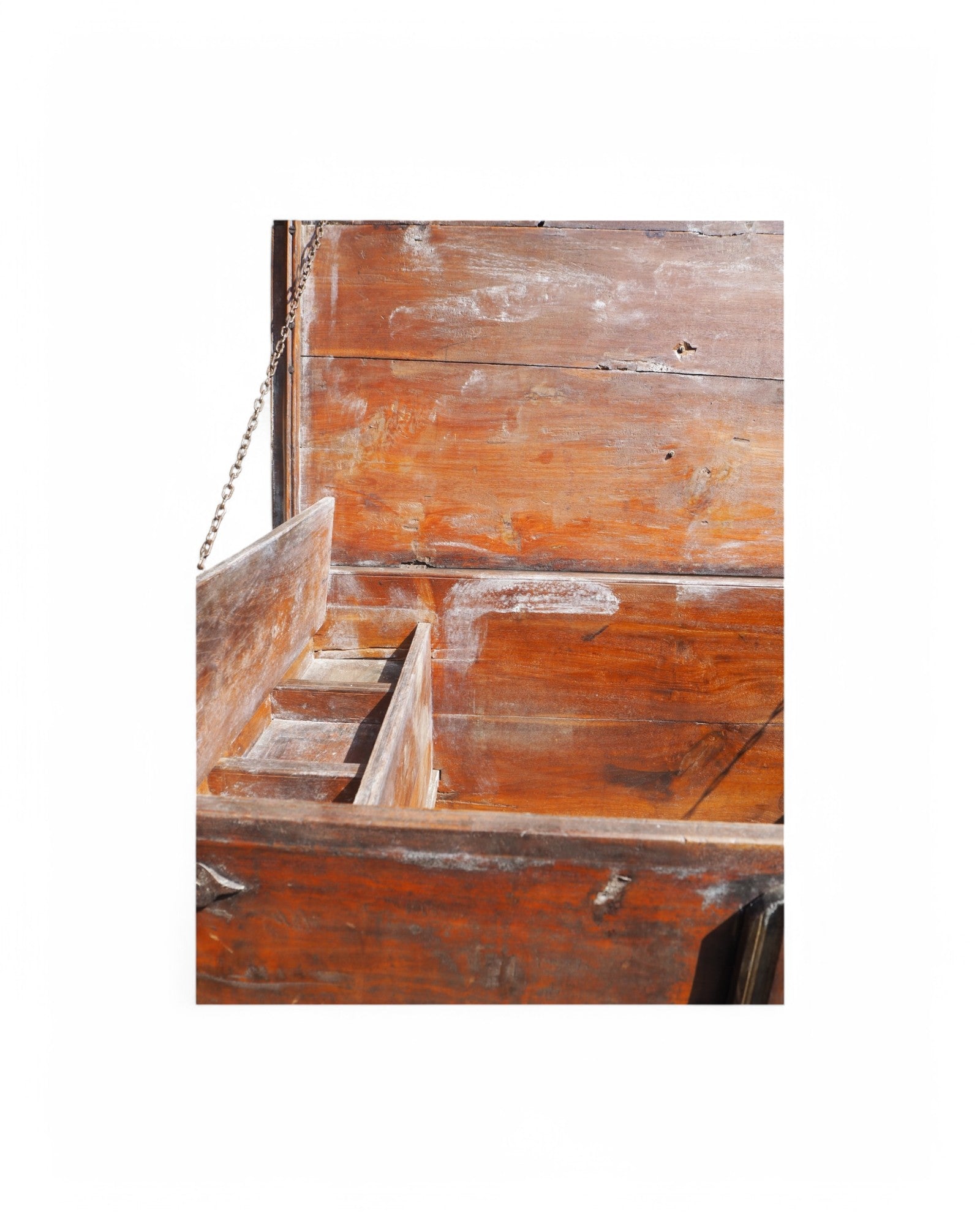 Antique Teak Goa Wheeled Storage Chest 1900s