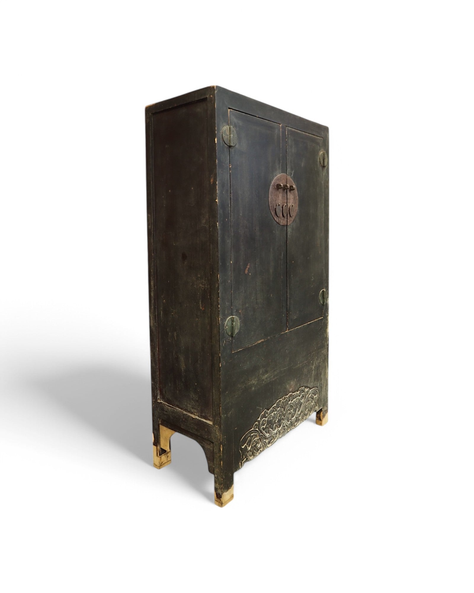 Mid-Qing Dynasty Antique Black Elm Chinese Clothing Cabinet