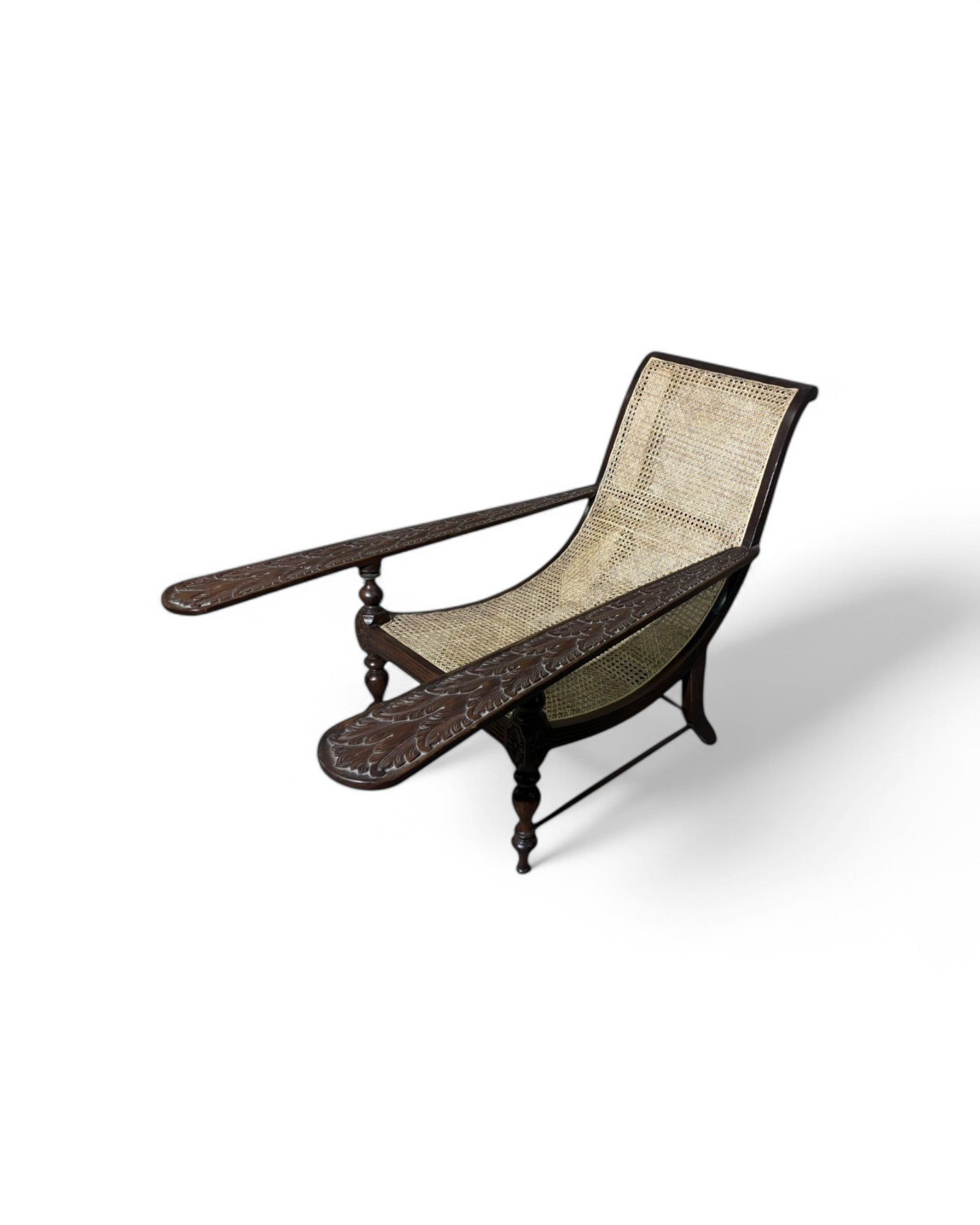 Plantation Paddle Armed Rosewood Rattan Lounge Chair