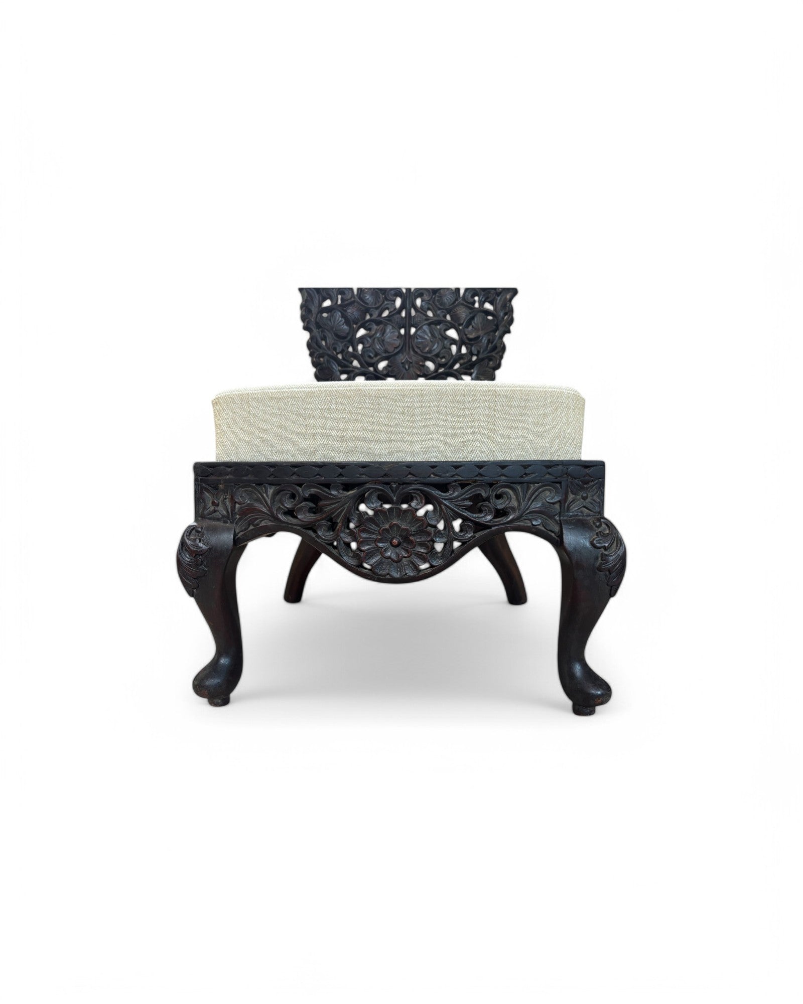 Anglo-Indian Teak Carved Lounge Chair - Set of 2