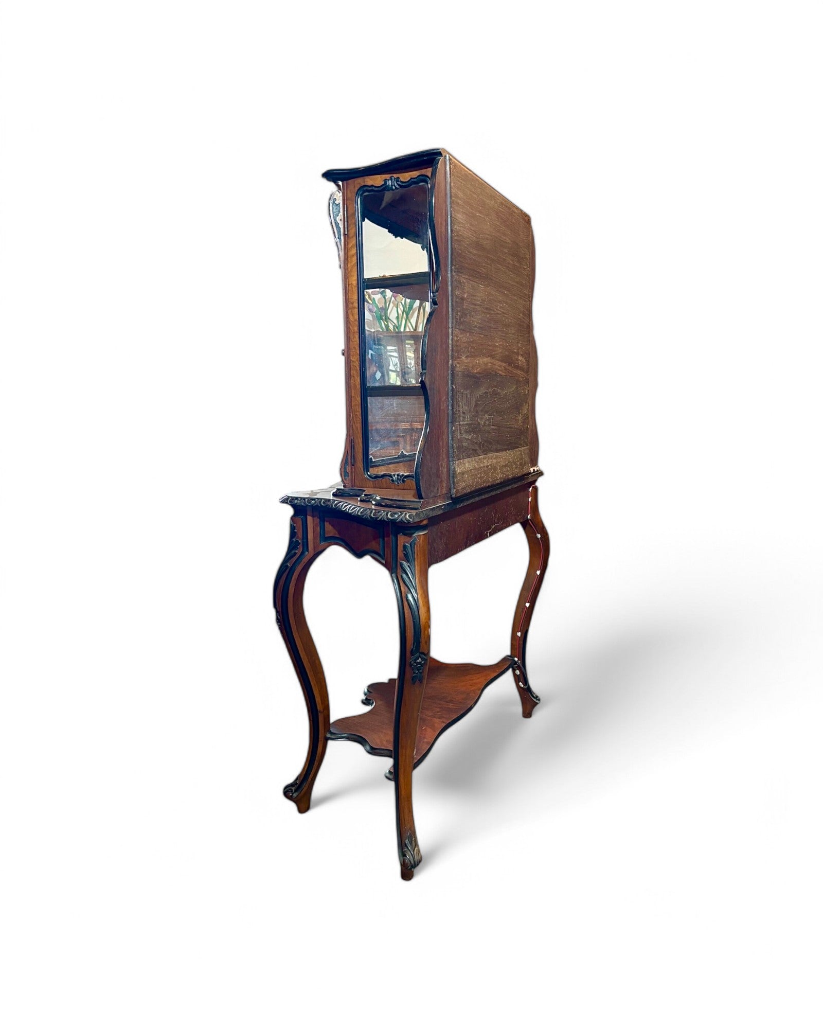 Victorian Burr Walnut Bonheur De Jour Writing Desk