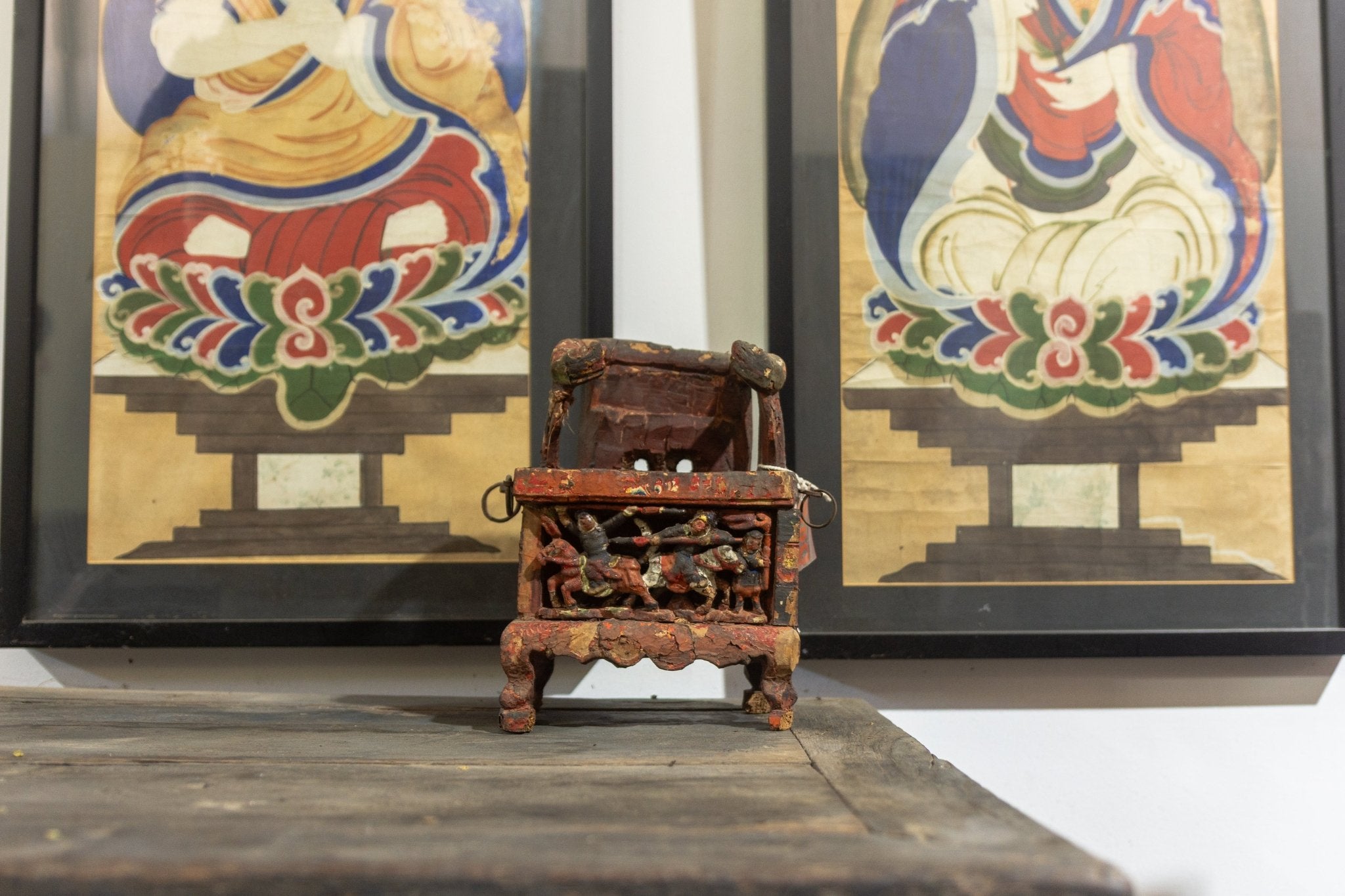 Carved Chinese Household Altar with Figural Relief - Surround Living - 2