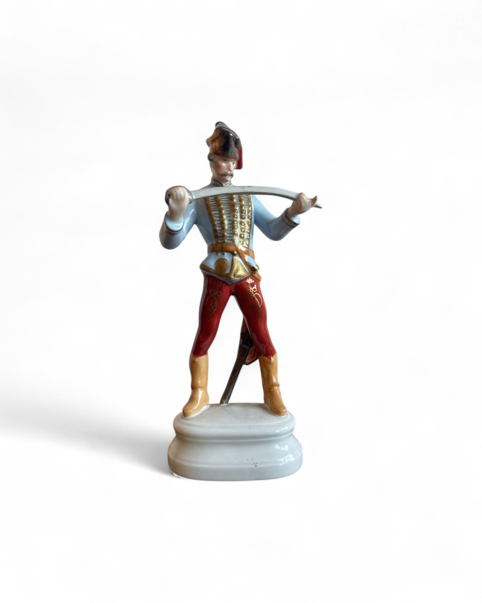 Hungarian Hussar with Sabre – Herend Porcelain Figurine 8" with Makers Mark