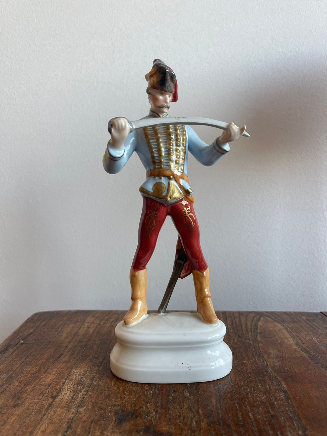 Hungarian Hussar with Sabre – Herend Porcelain Figurine 8" with Makers Mark