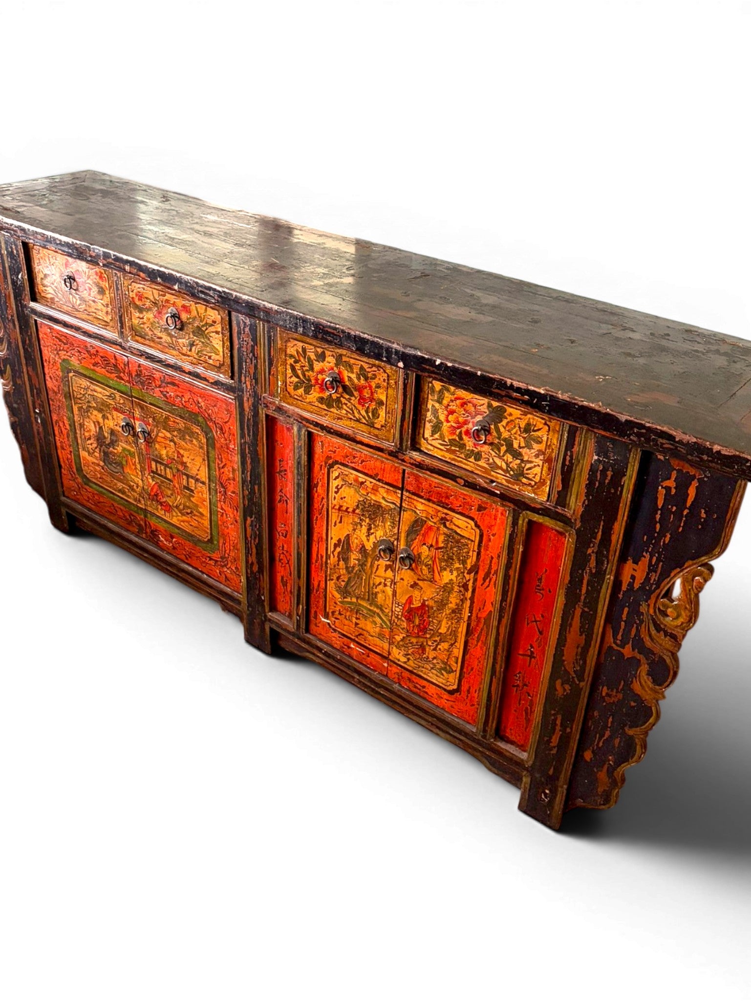 Polychromed Tibetan Cabinet Console