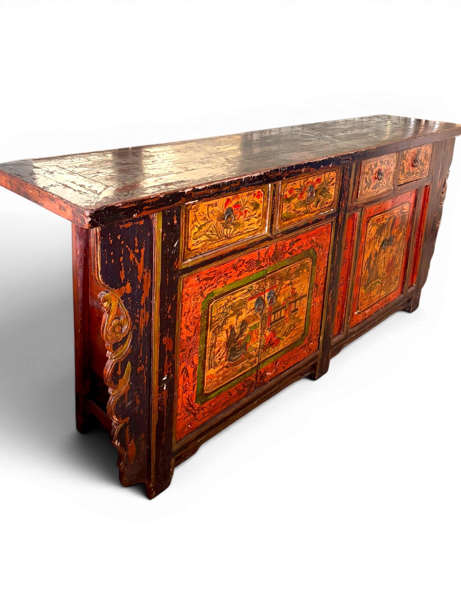 Polychromed Tibetan Cabinet Console