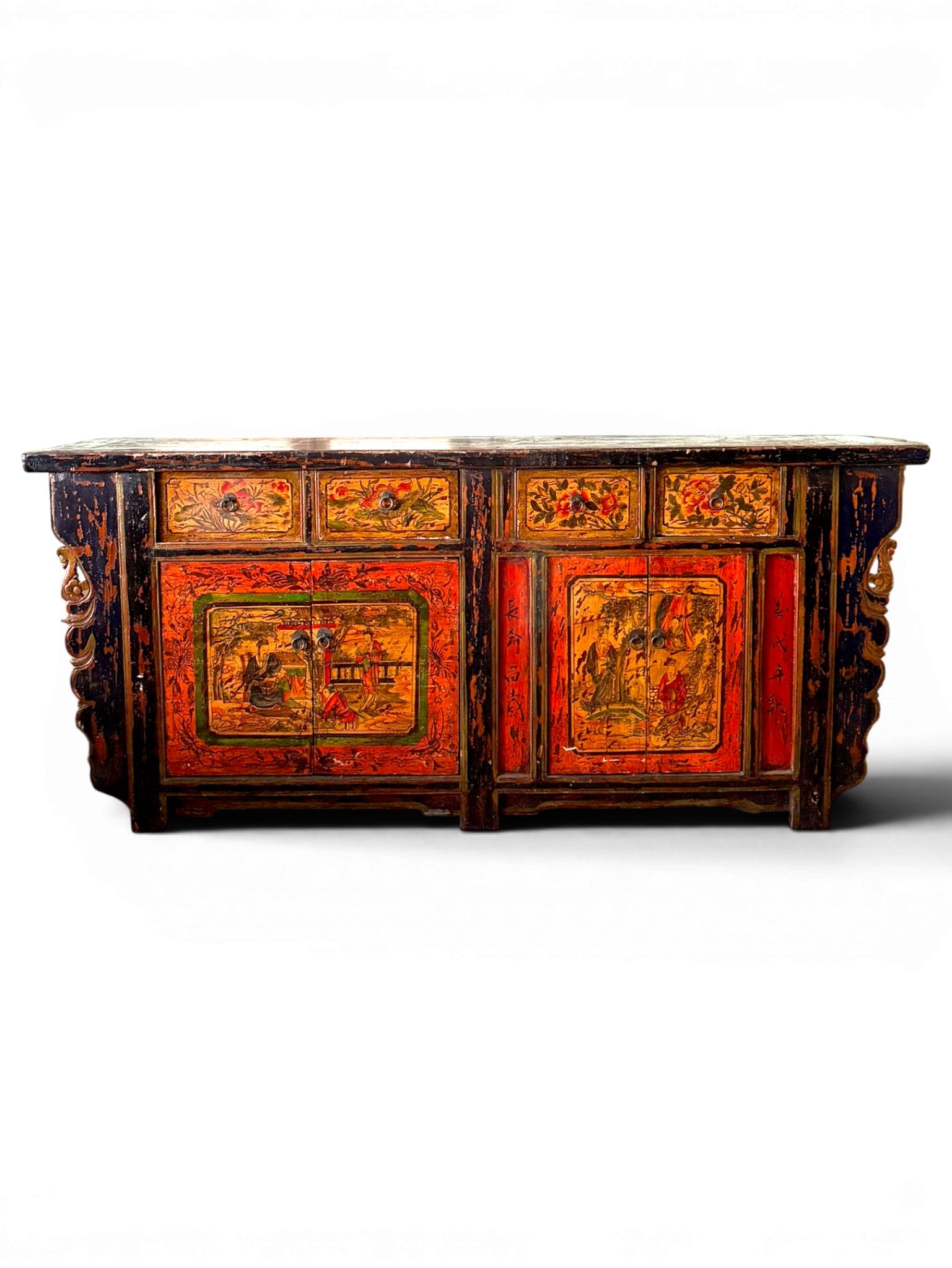 Polychromed Tibetan Cabinet Console