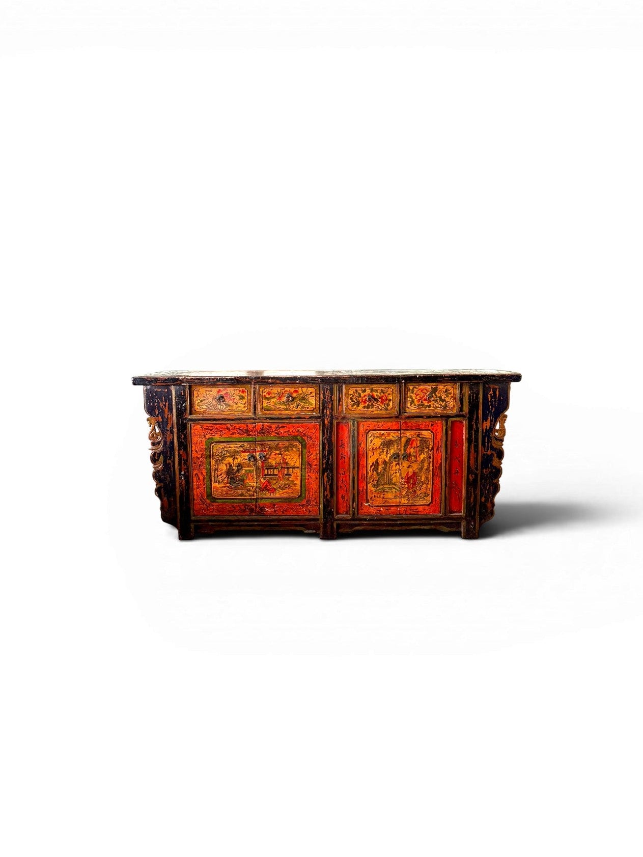 Polychromed Tibetan Cabinet Console