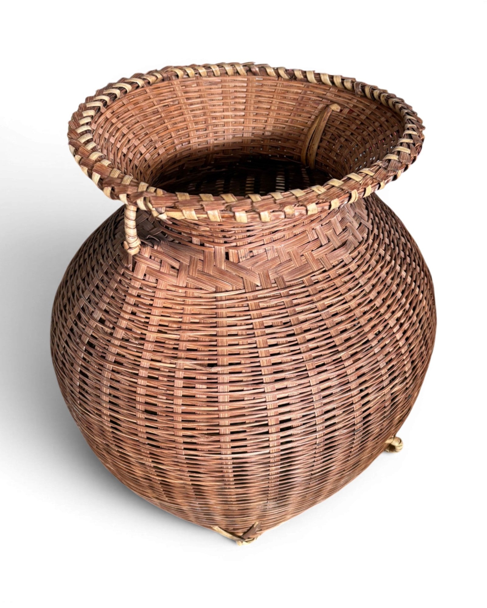 Vintage Handwoven Rattan Storage Basket