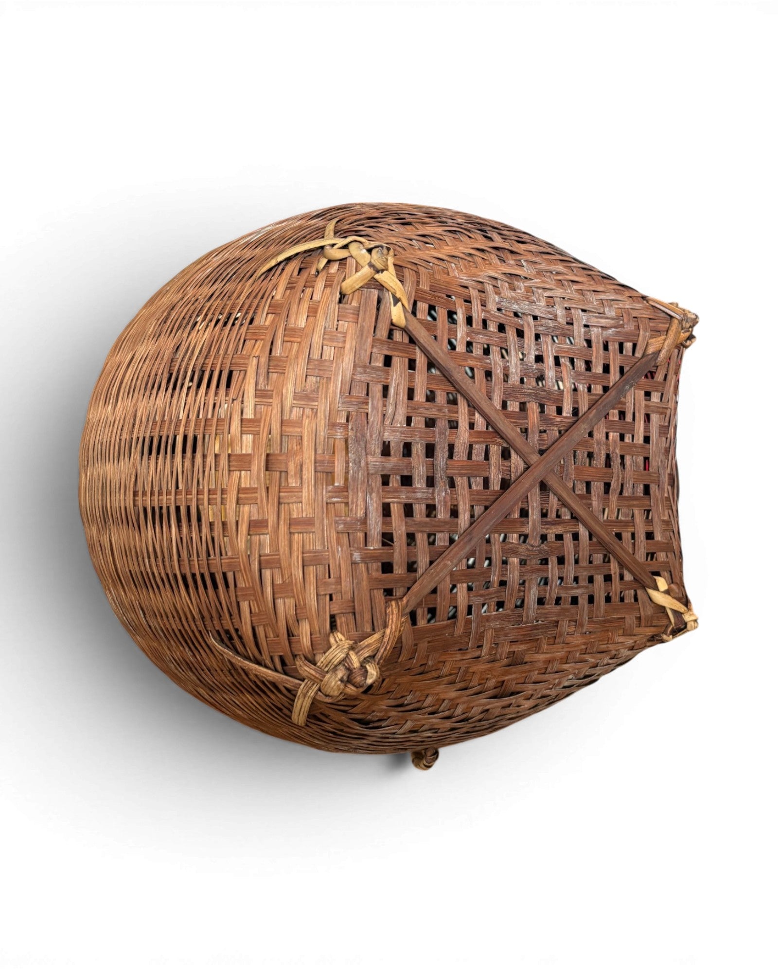 Vintage Handwoven Rattan Storage Basket