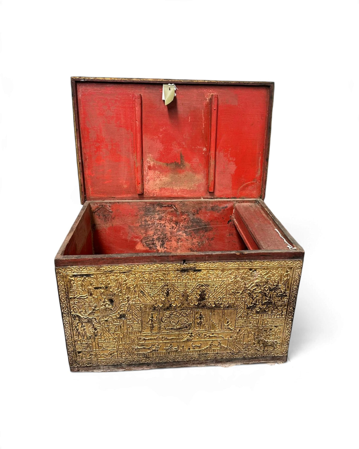 Gilt Lacquer Manuscript Chest (Sadaik) with Figural Scenes