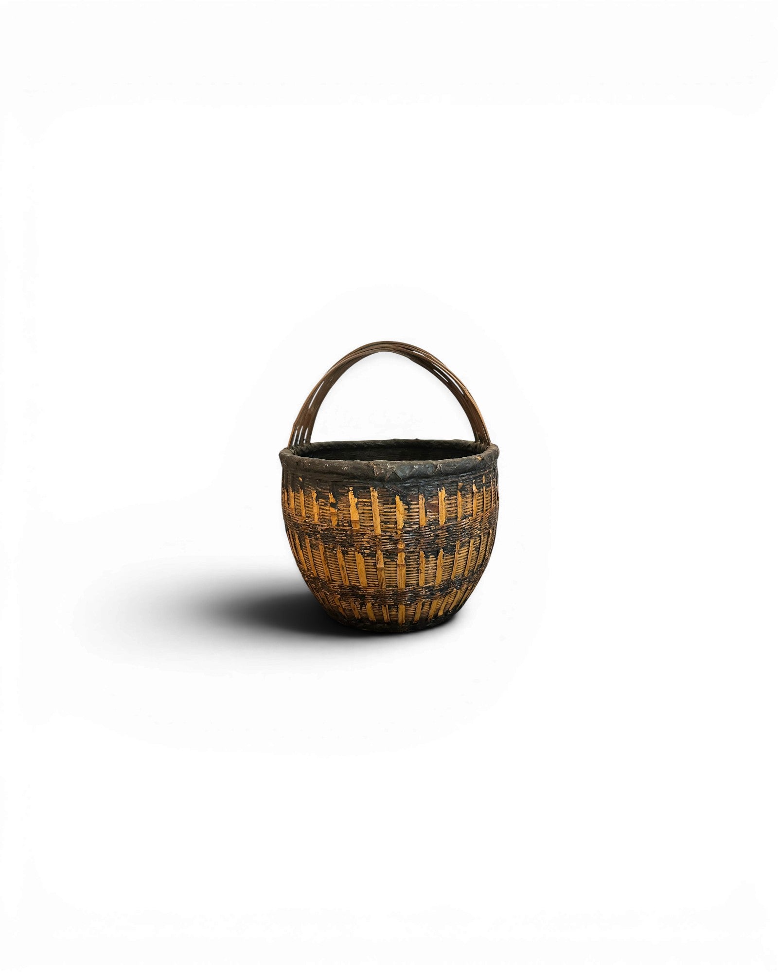 Antique Carved Bamboo Basket - Wood