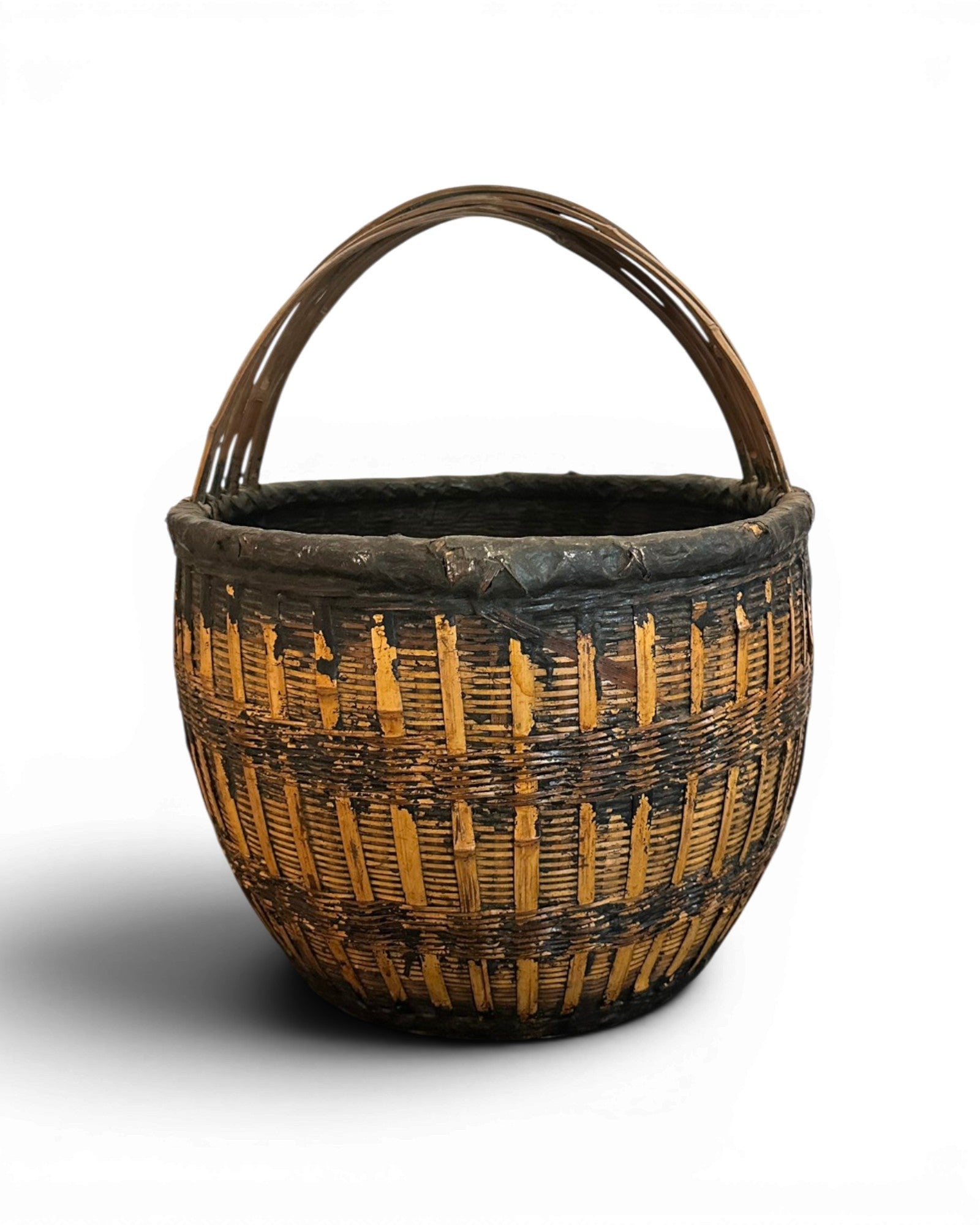 Antique Carved Bamboo Basket - Wood