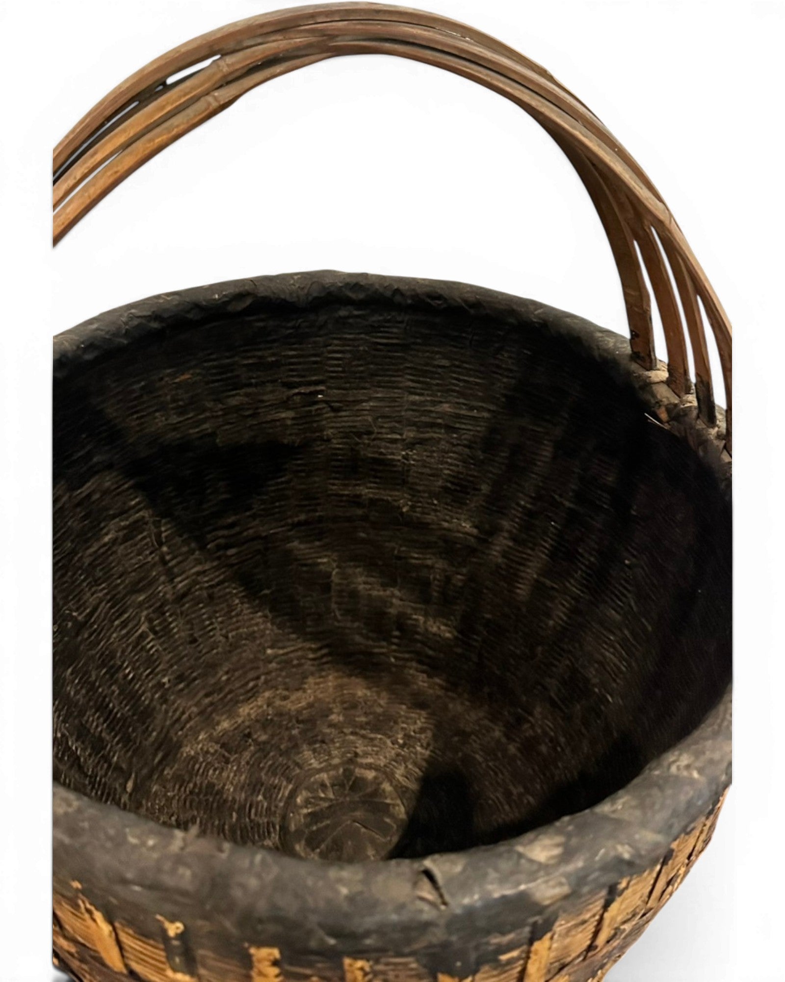 Antique Carved Bamboo Basket - Wood