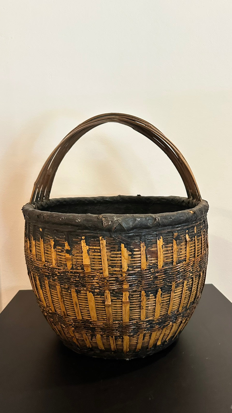 Antique Carved Bamboo Basket - Wood