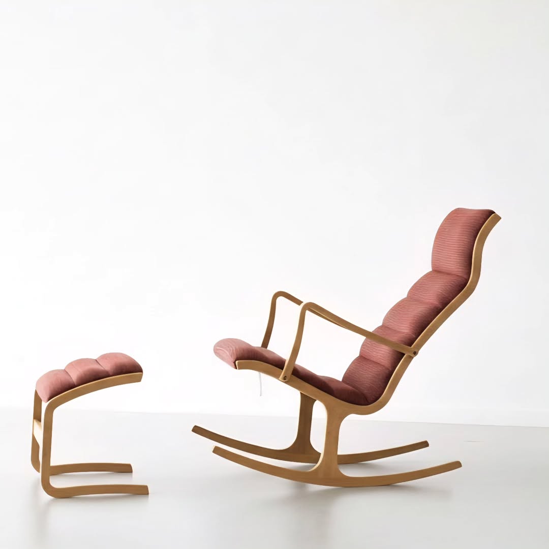 Tendo Mokko Vintage Rocking Chair & Ottoman