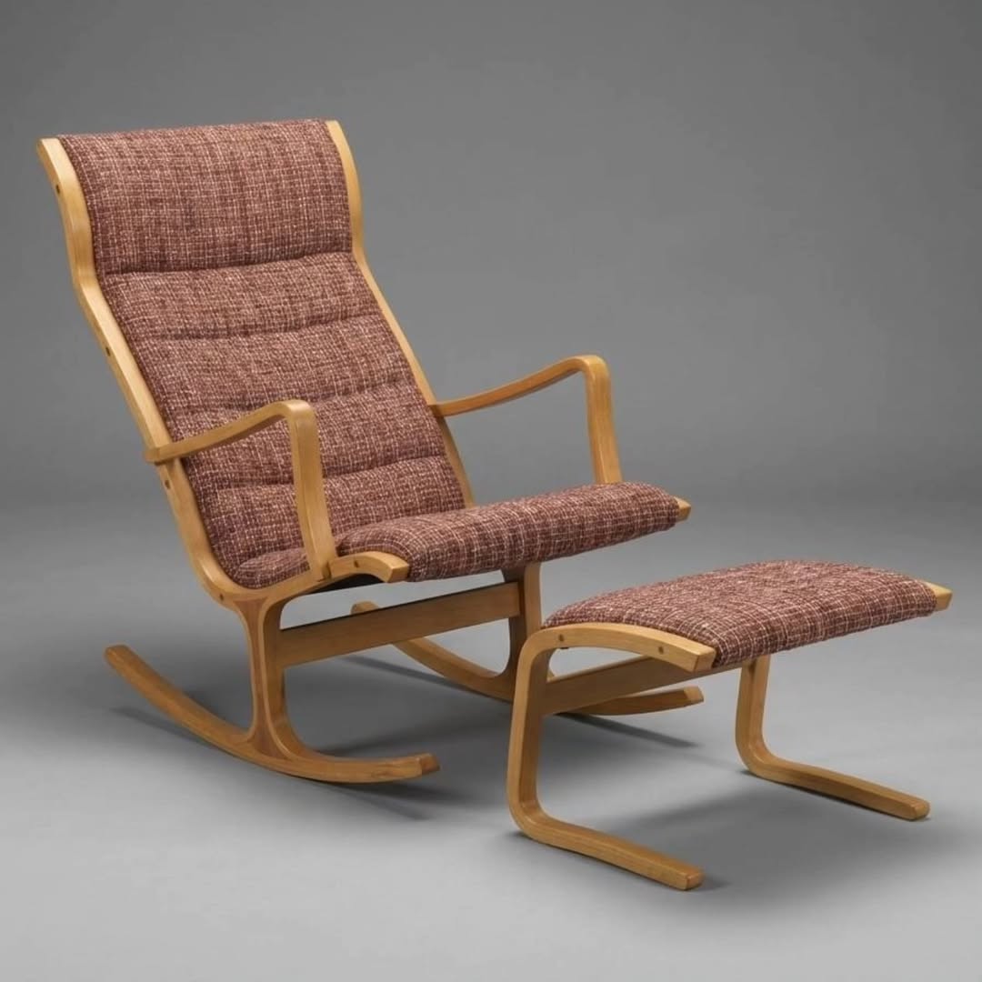 Tendo Mokko Vintage Rocking Chair & Ottoman
