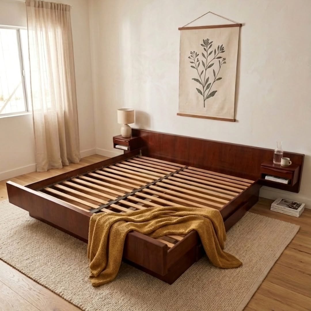 Danish Modern Teak King Size Bed