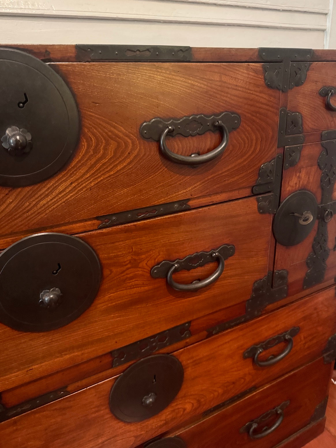 Nihonmatsu Keyaki Bridal Tansu Chest with Brass Fittings