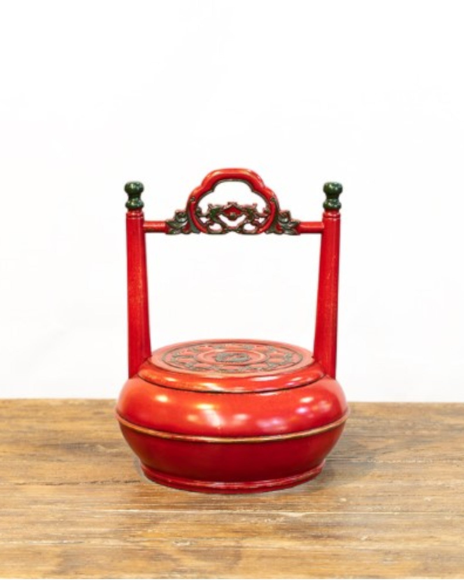 Handcrafted Poplar Wood Food Basket with Carved Lid