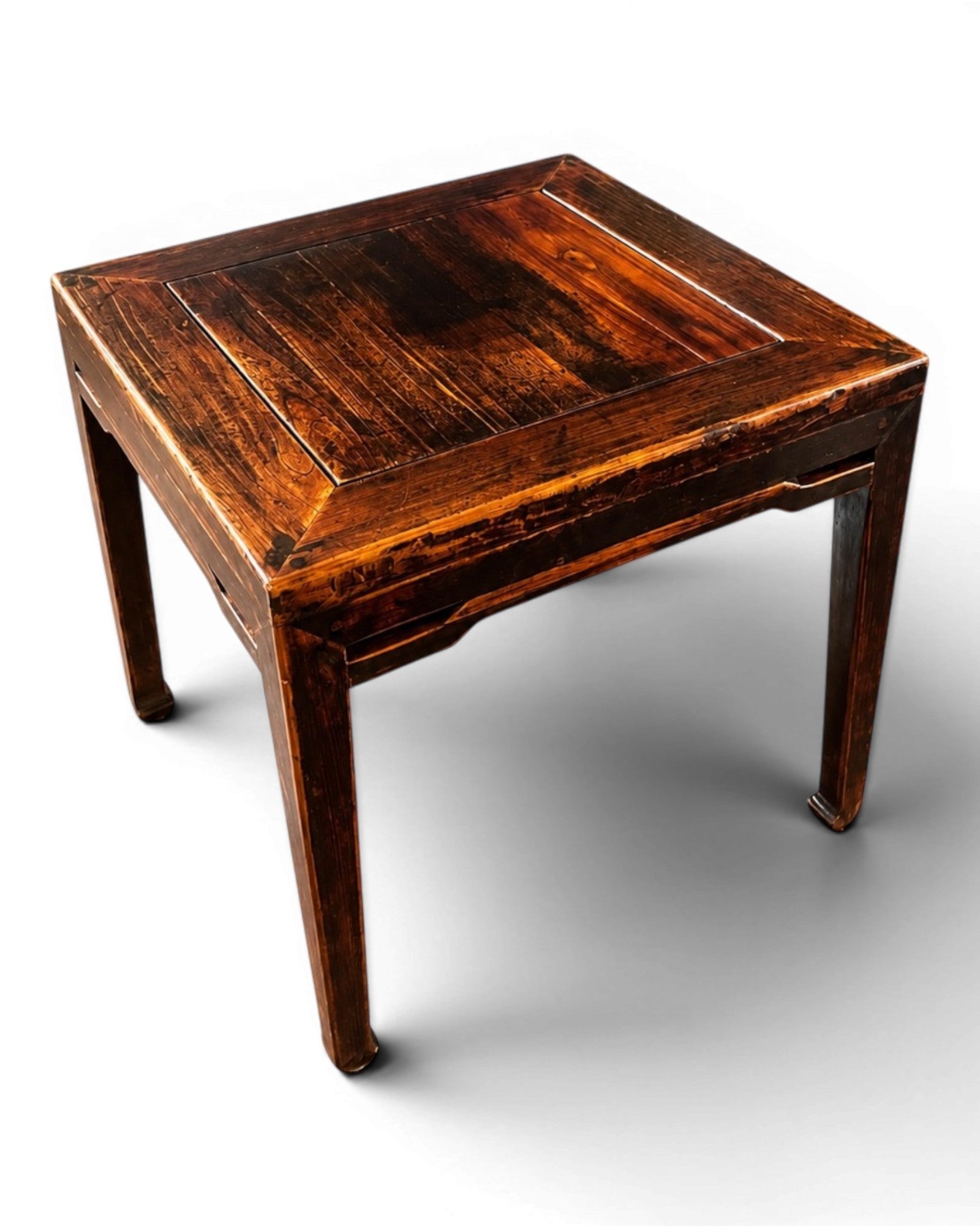 Pair of Qing Dynasty Low Elm Wood Side Tables / Stools